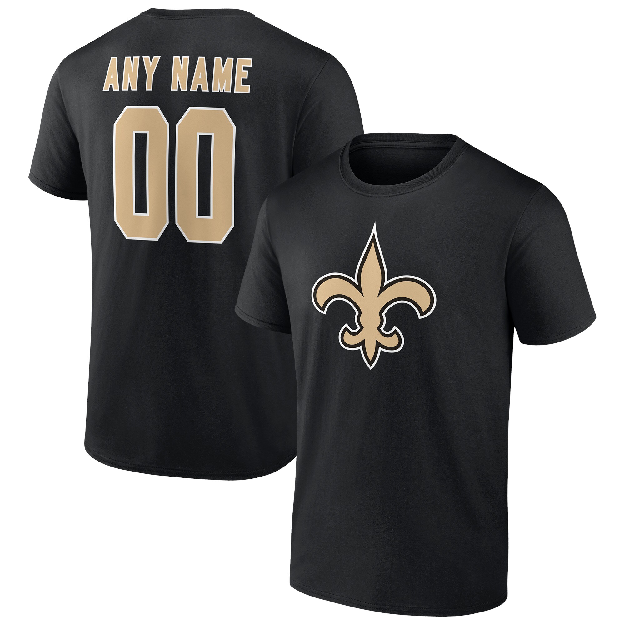 Men's New Orleans Saints Fanatics Branded Black Team Authentic Personalized Name & Number T-Shirt