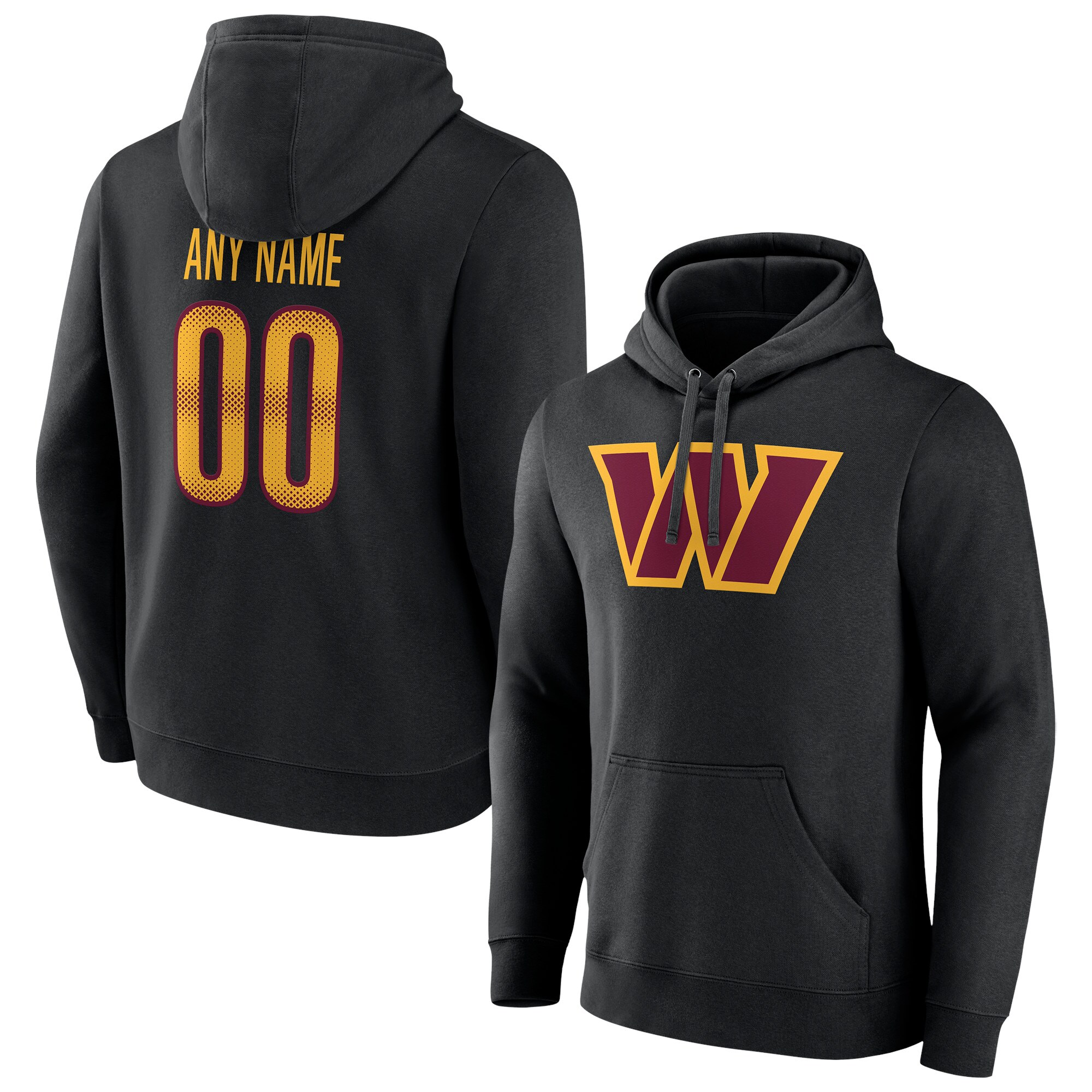 Men's Washington Commanders Fanatics Branded Black Team Authentic Personalized Name & Number Pullover Hoodie