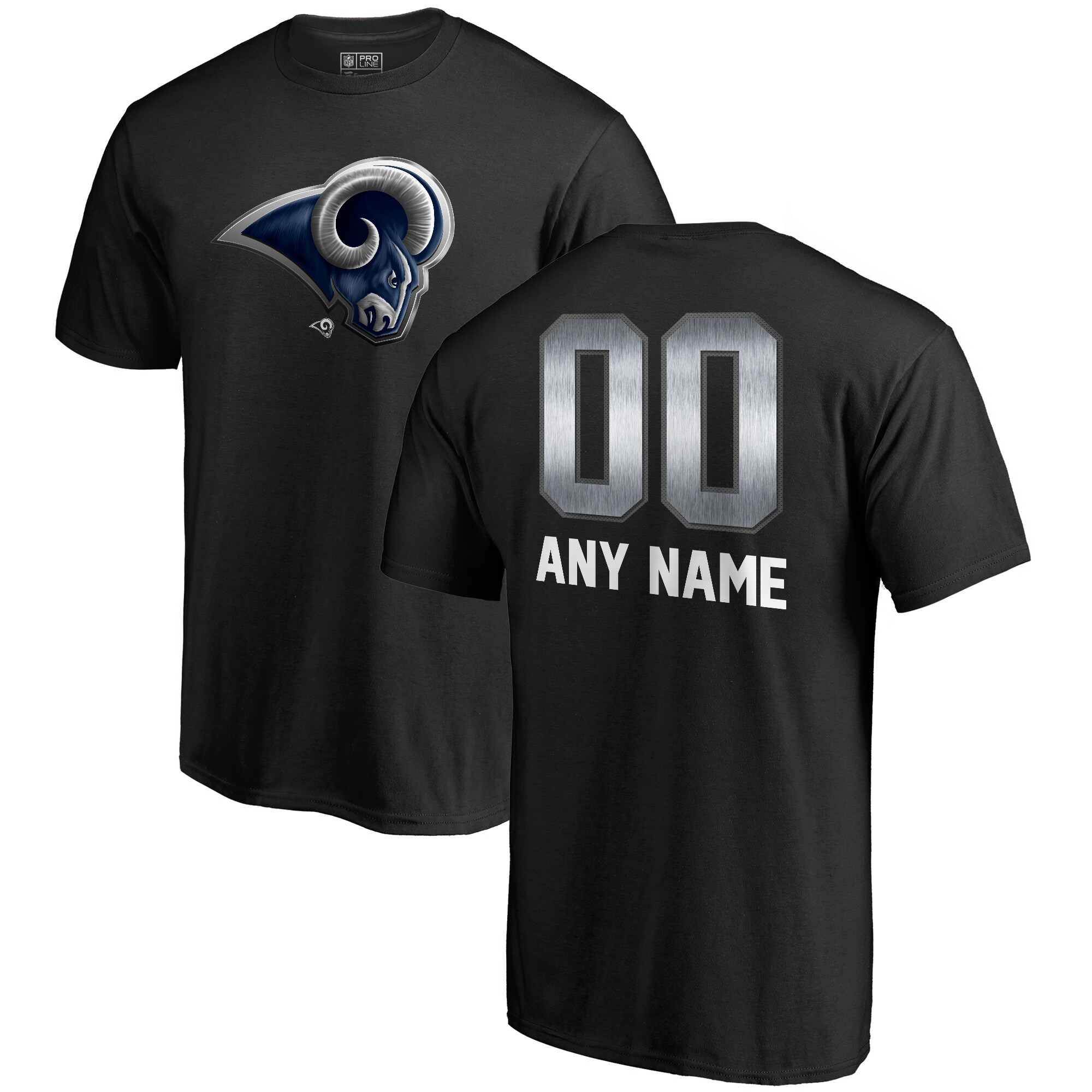 Men's Los Angeles Rams NFL Pro Line by Fanatics Branded Black Personalized Midnight Mascot T-Shirt