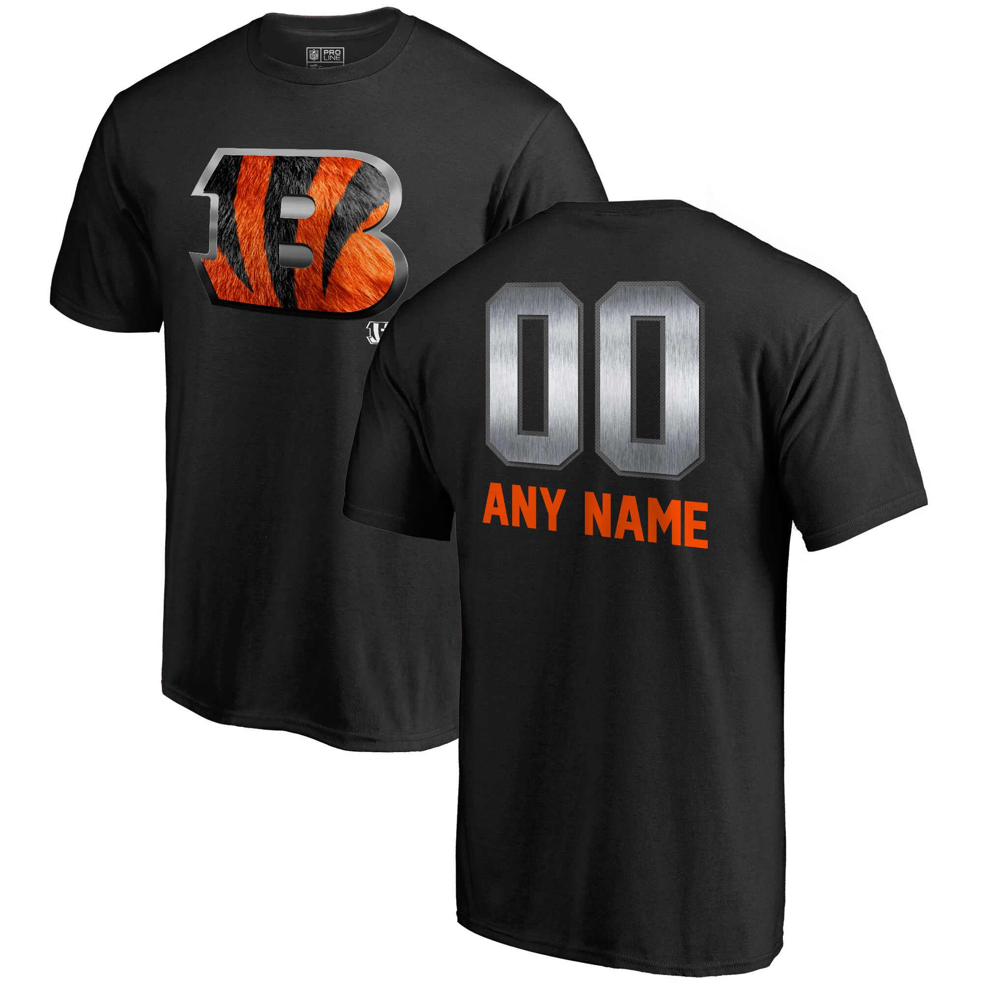 Men's Cincinnati Bengals NFL Pro Line by Fanatics Branded Black Personalized Midnight Mascot T-Shirt
