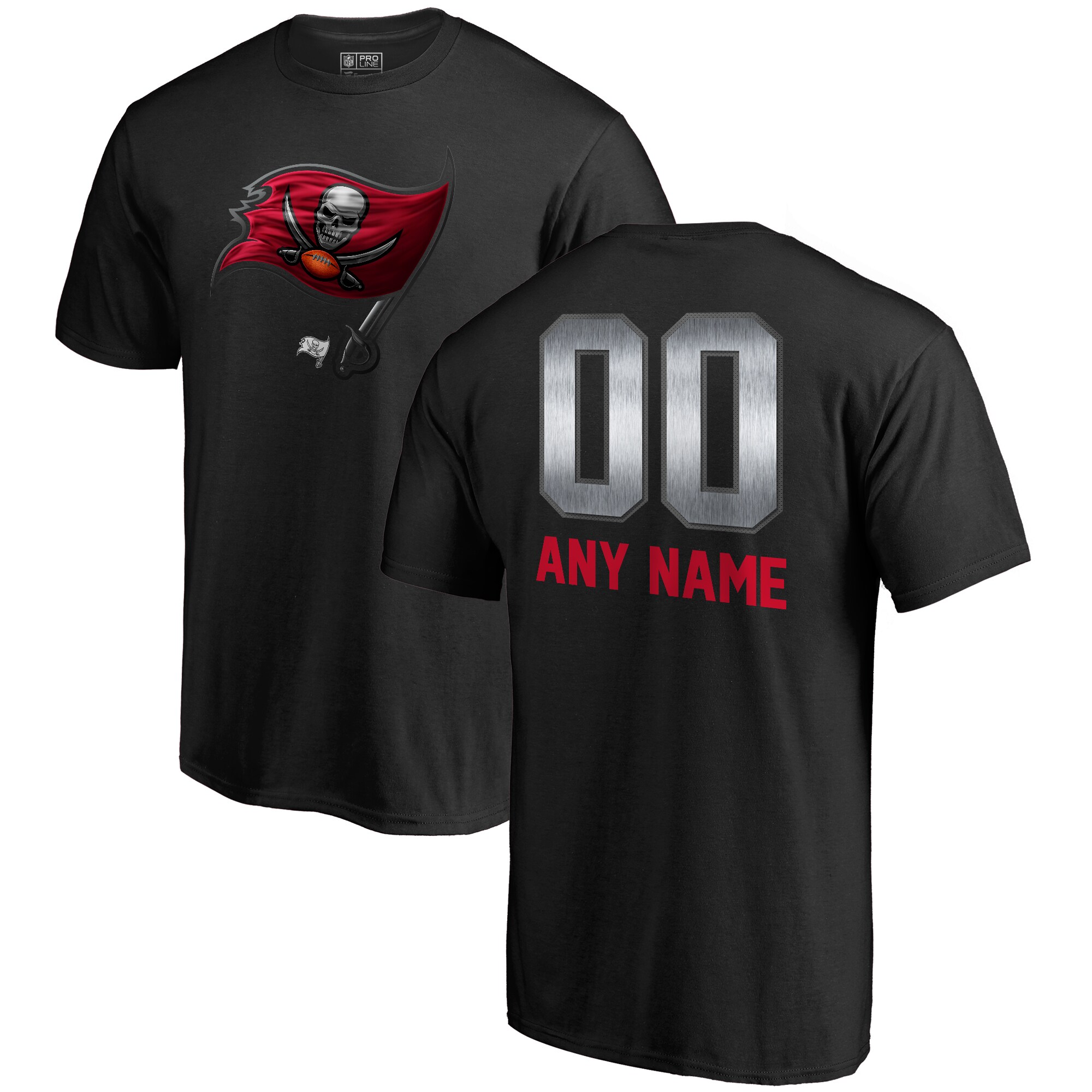 Men's Tampa Bay Buccaneers NFL Pro Line by Fanatics Branded Black Personalized Midnight Mascot T-Shirt