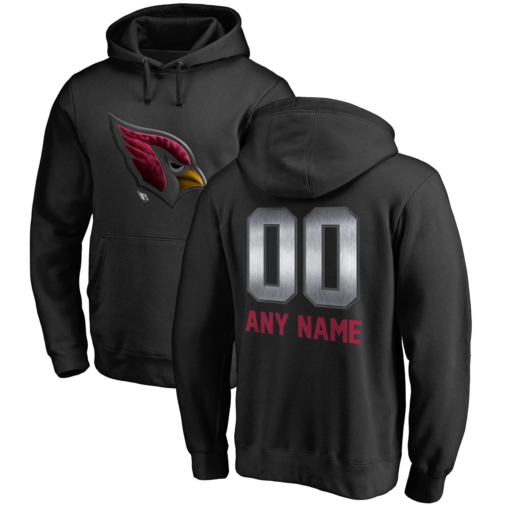 Men's Arizona Cardinals NFL Pro Line by Fanatics Branded Black Personalized Midnight Mascot Pullover Hoodie