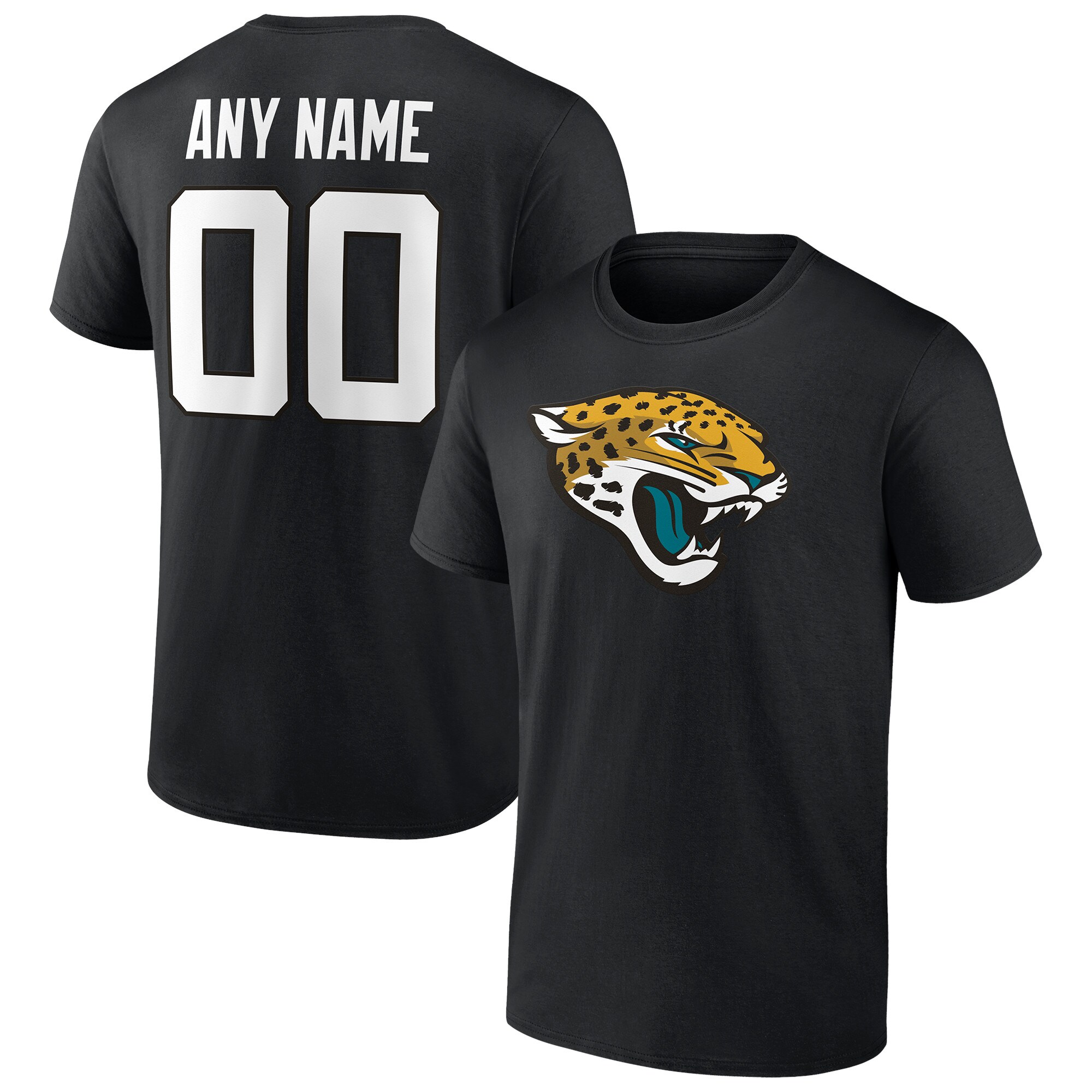 Men's Jacksonville Jaguars Fanatics Branded Black Team Authentic Personalized Name & Number T-Shirt