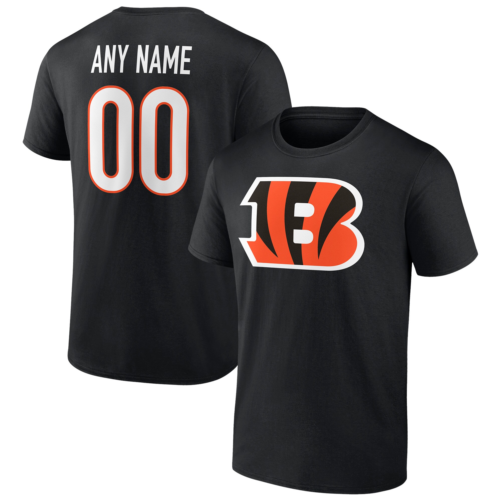 Men's Cincinnati Bengals Fanatics Branded Black Team Authentic Personalized Name & Number T-Shirt