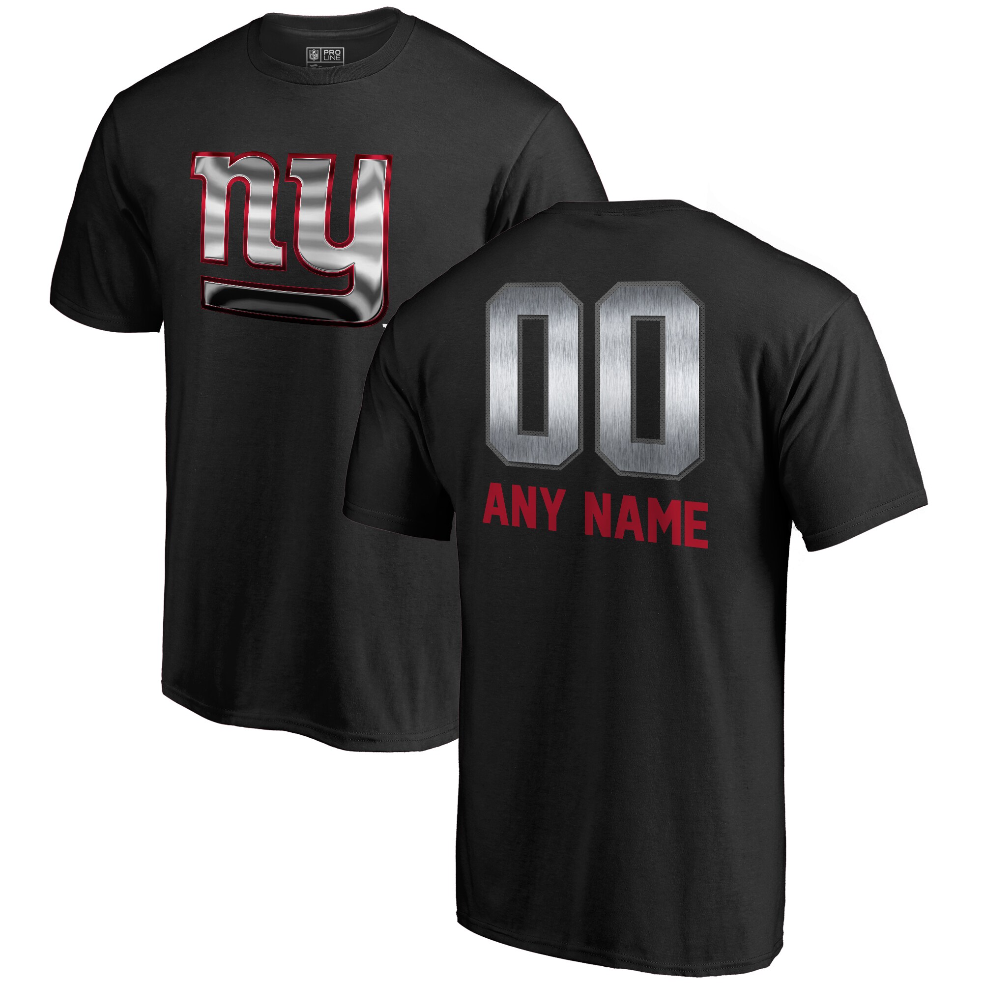 Men's New York Giants NFL Pro Line by Fanatics Branded Black Personalized Midnight Mascot T-Shirt