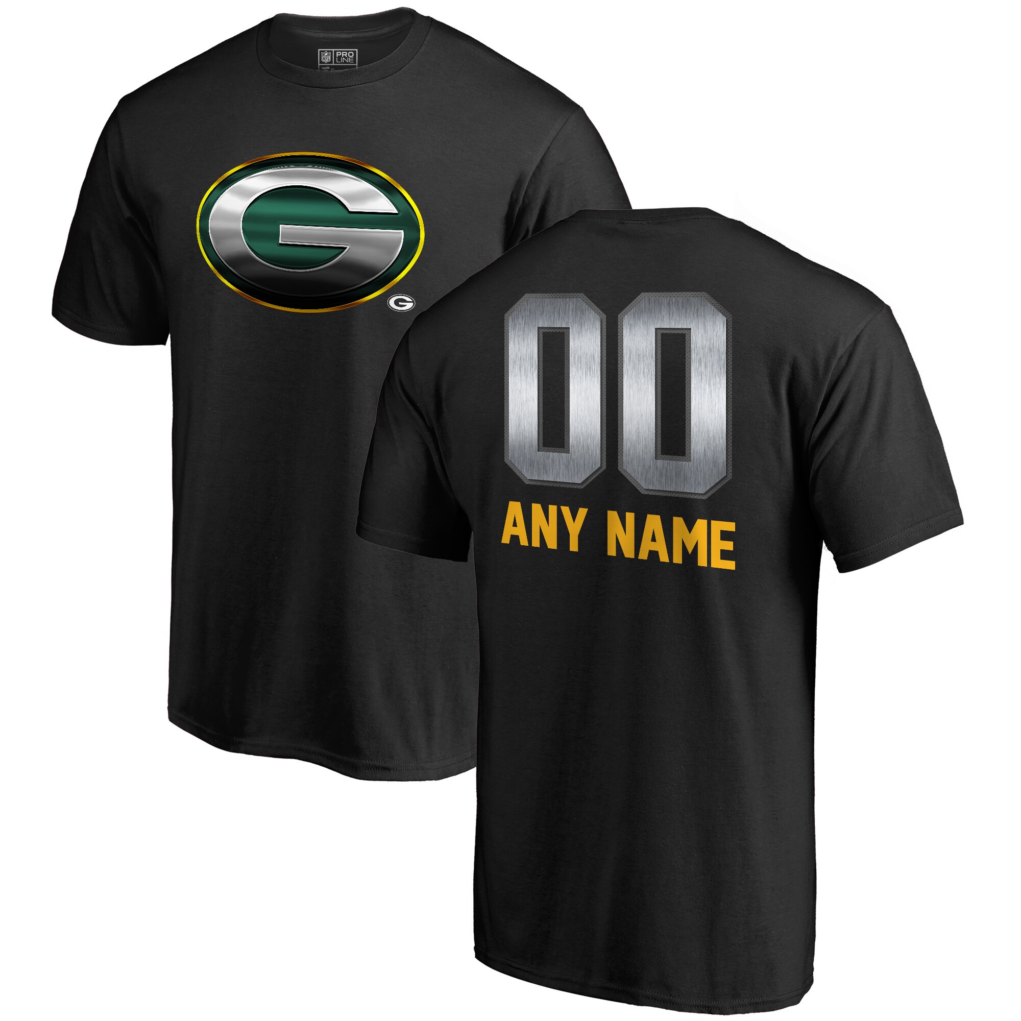 Men's Green Bay Packers NFL Pro Line by Fanatics Branded Black Personalized Midnight Mascot T-Shirt