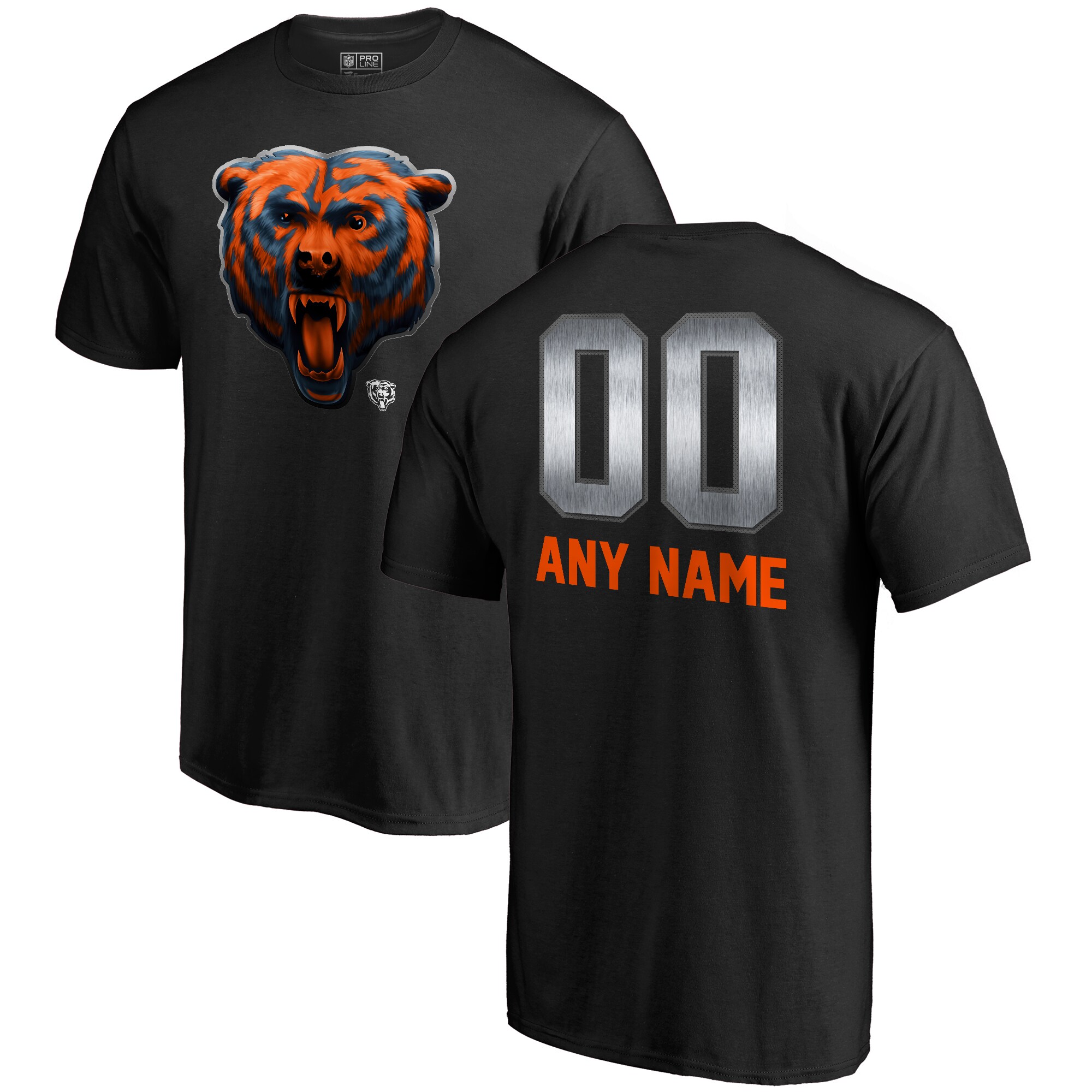Men's Chicago Bears NFL Pro Line by Fanatics Branded Black Personalized Midnight Mascot T-Shirt