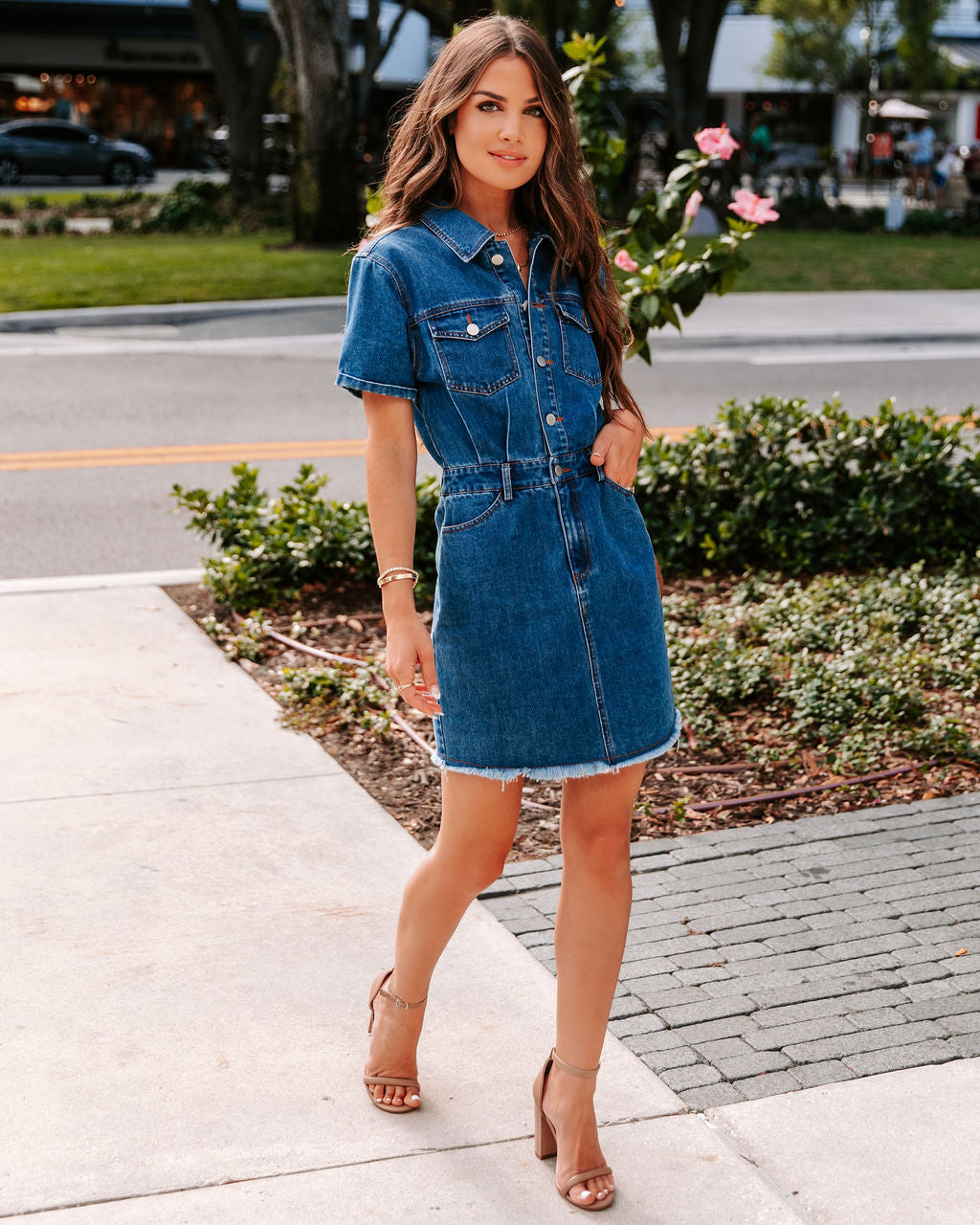 From The Block Denim Pocketed Mini Dress - FINAL SALE