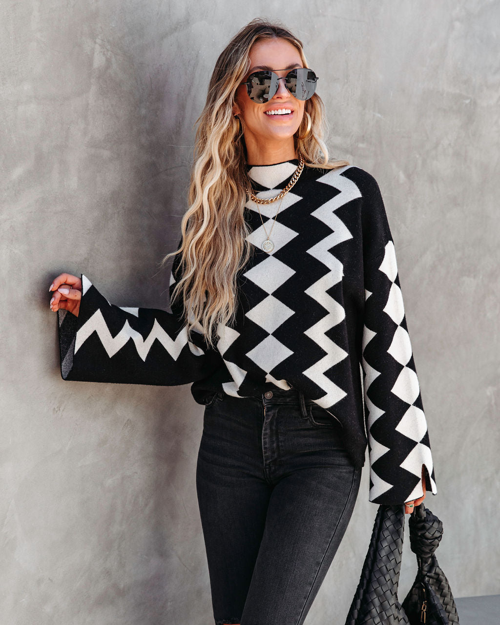 Unforgettable Soul Printed Mock Neck Sweater - SALE