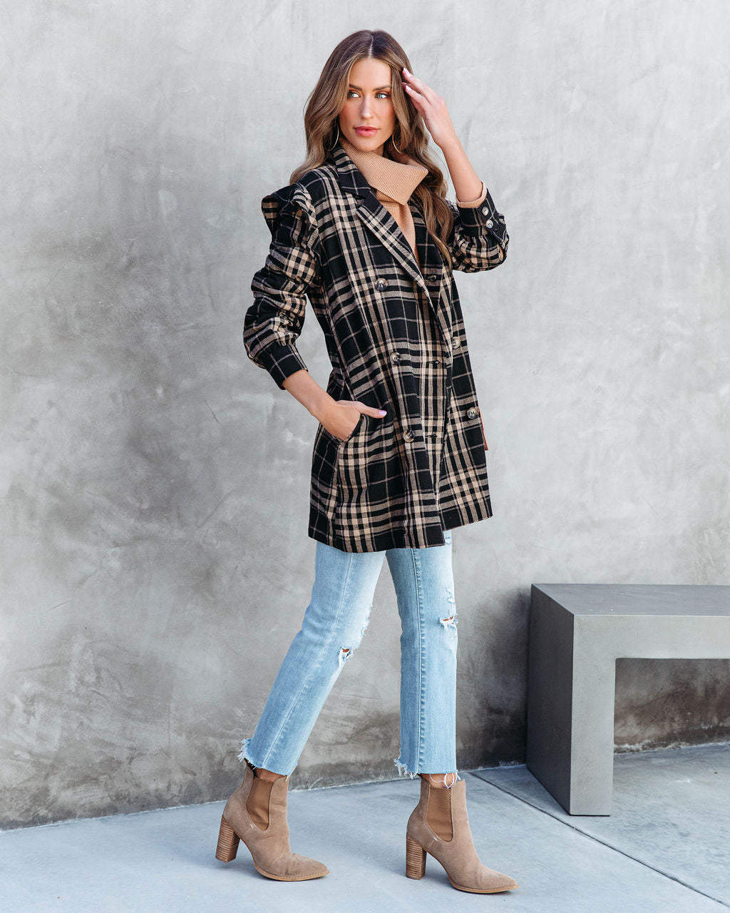 Matilda Plaid Lightweight Pocketed Jacket