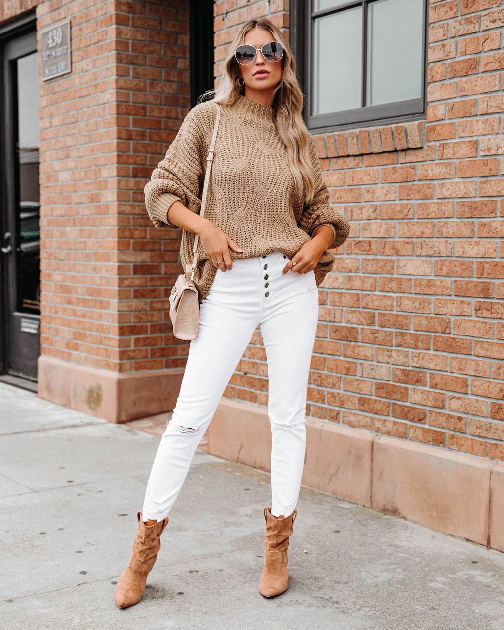 Windy City Knit Sweater - Taupe - SALE