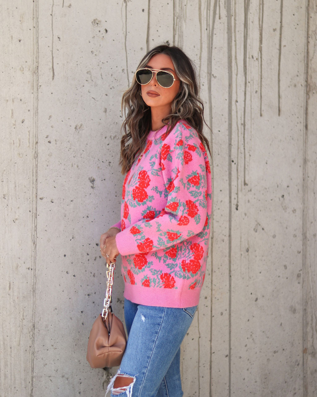 Stop And Smell The Roses Knit Pullover Sweater