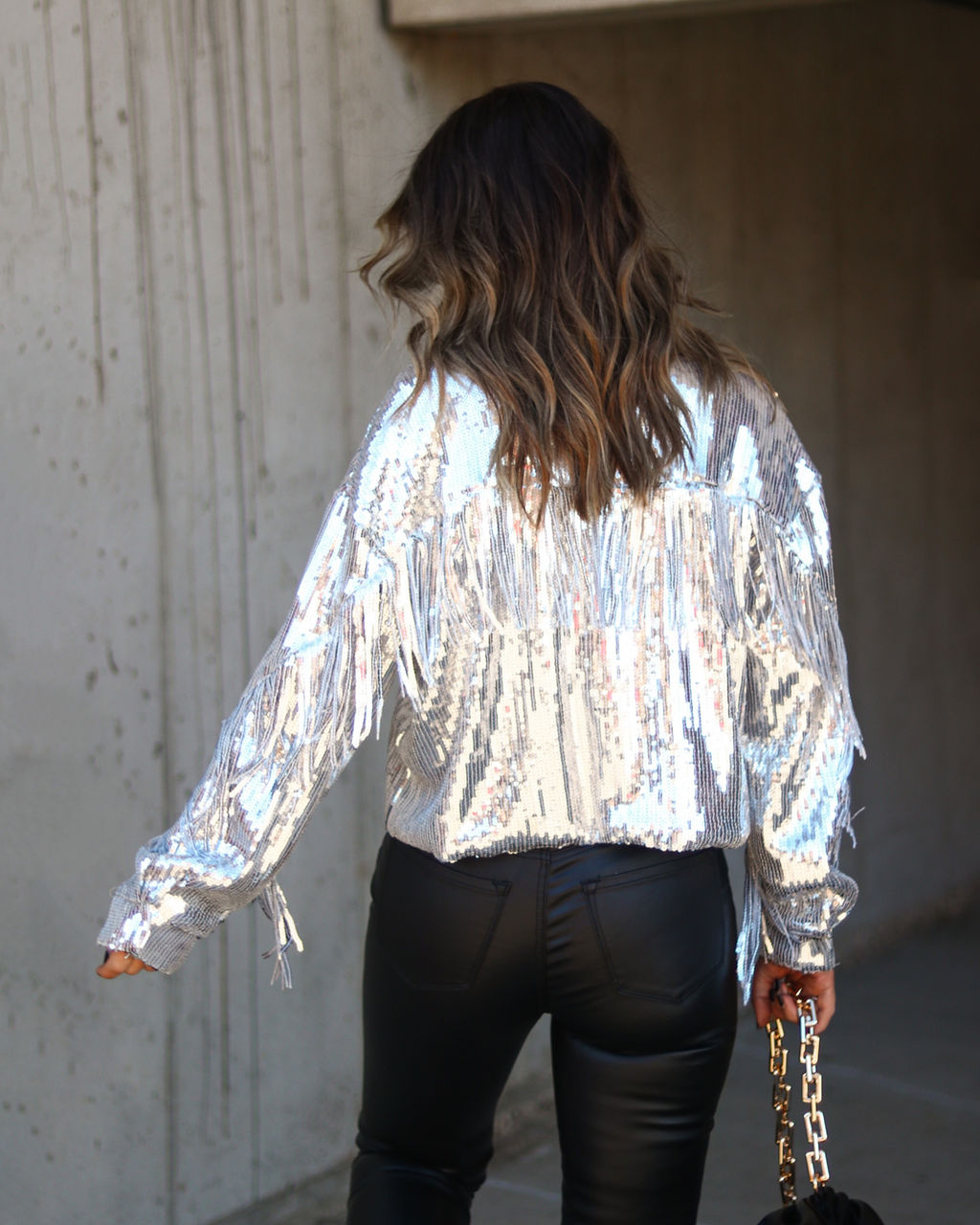 Life Is A Fiesta Sequin Fringe Jacket - Silver
