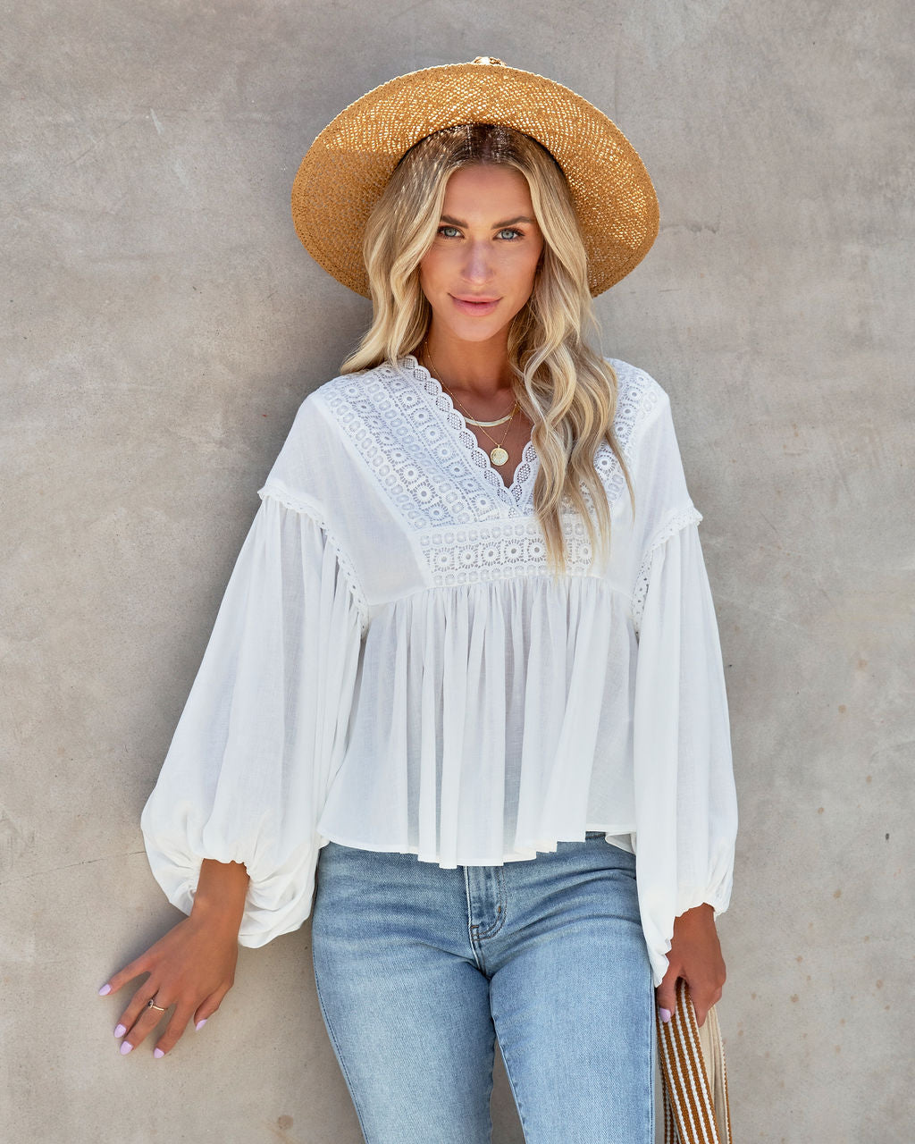 Crescencia Embroidered Top - White - FINAL SALE