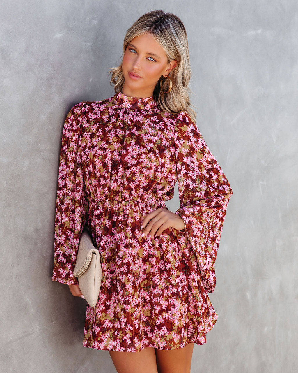 Serenity Floral Bell Sleeve Mini Dress