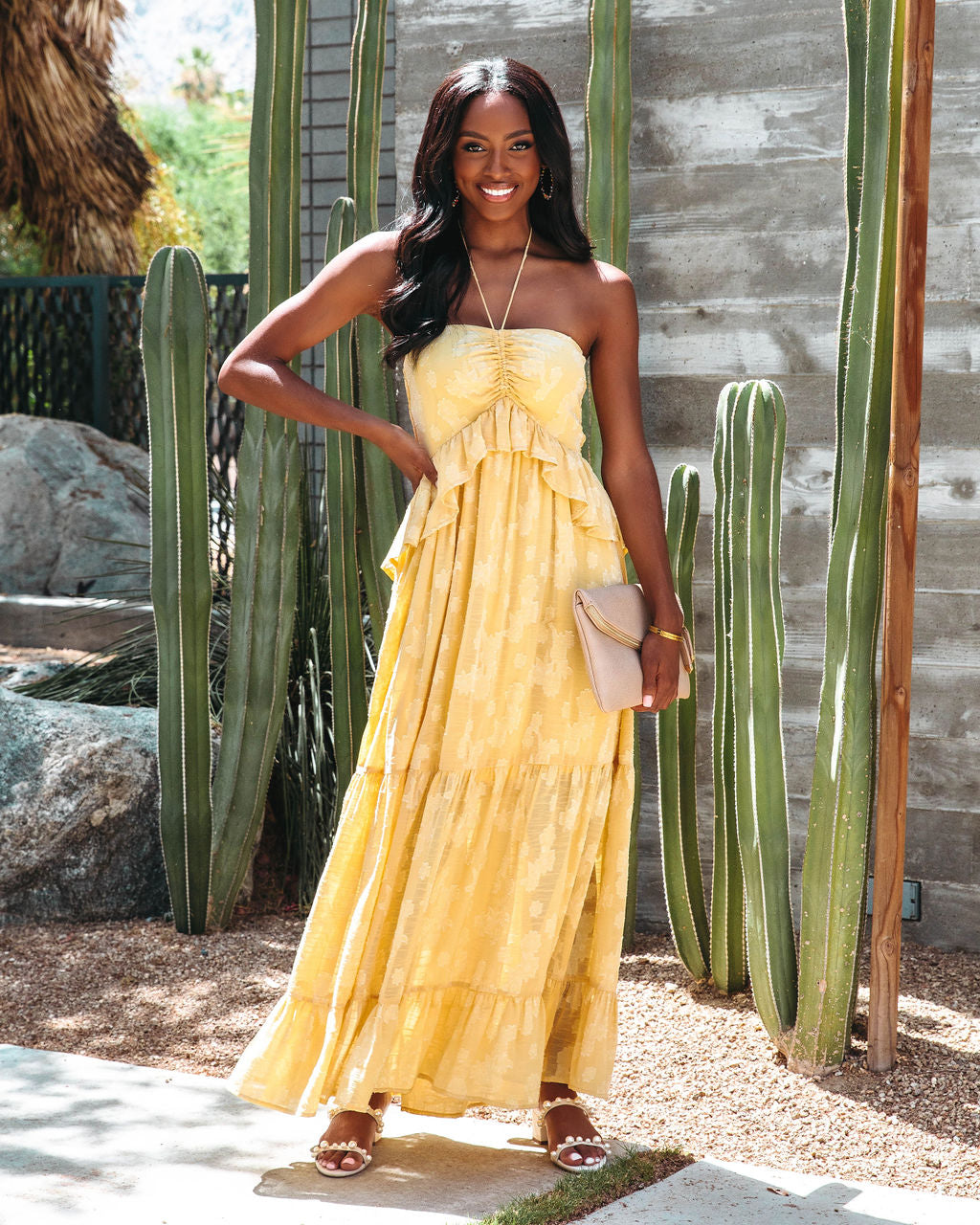 San Felipe Halter Maxi Dress - Yellow - FINAL SALE