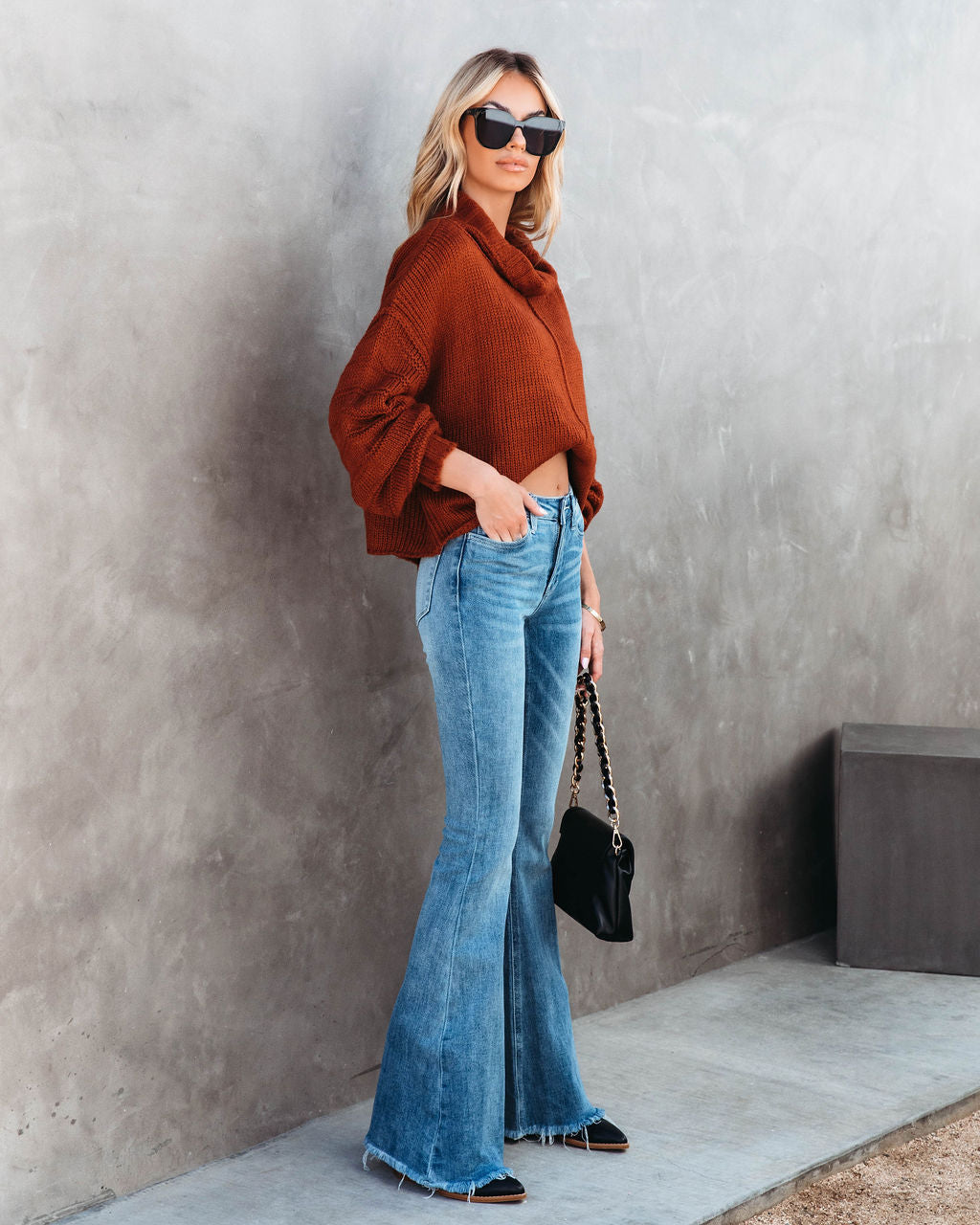 Sanderson Knit Turtleneck Pullover Sweater - Rust - SALE