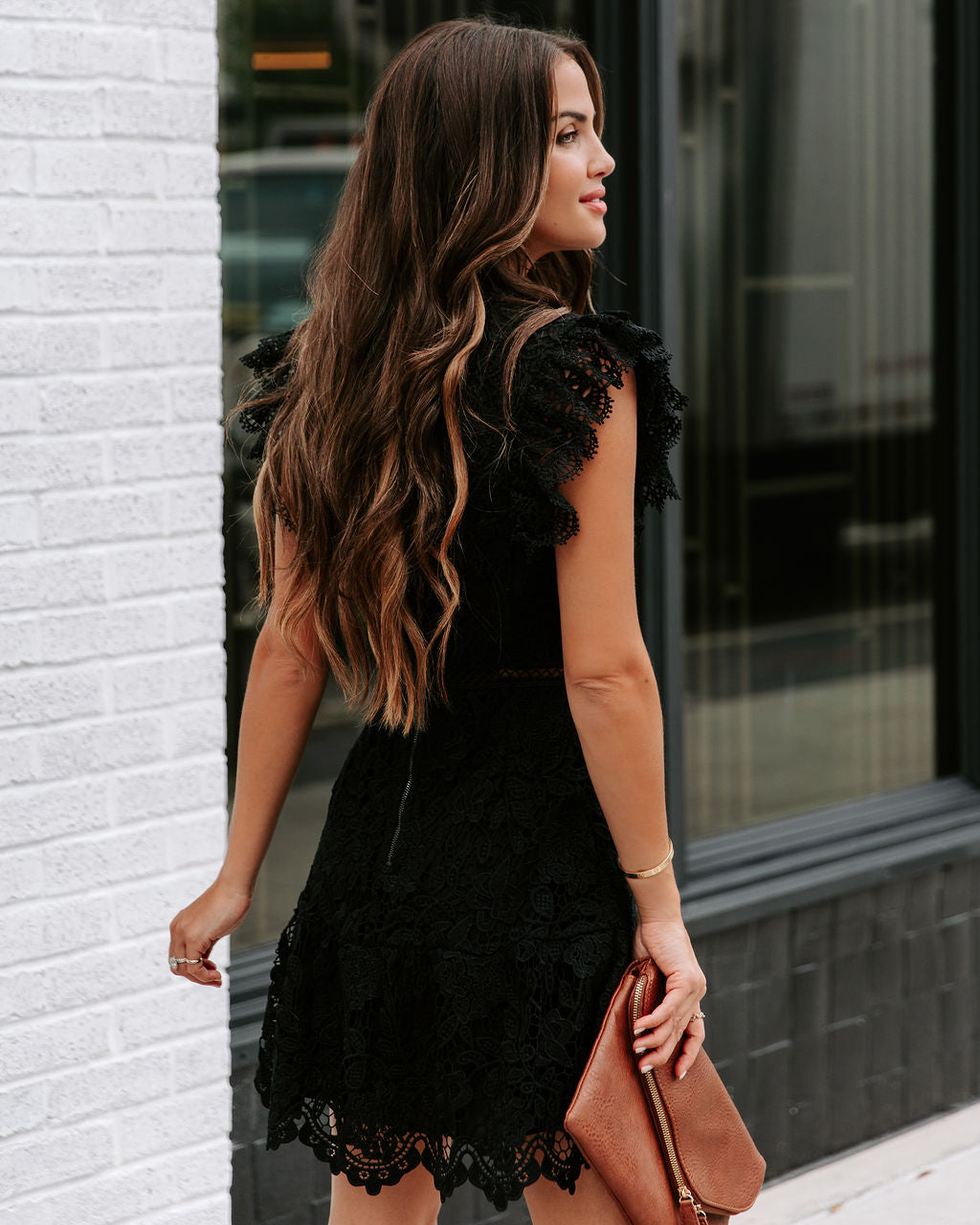 Hidden Treasures Crochet Mini Dress - Black