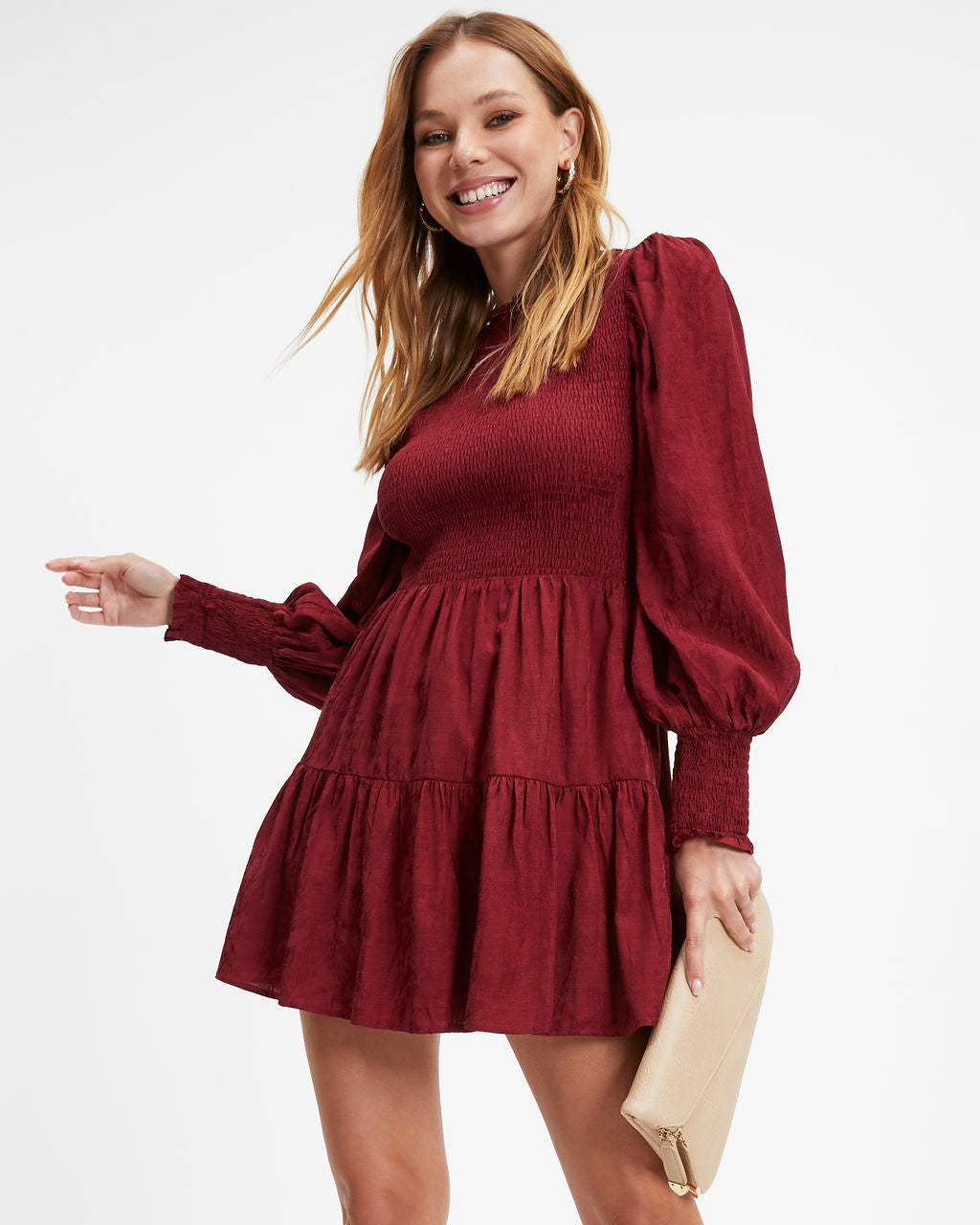 Now Look At You Smocked Dress - Burgundy
