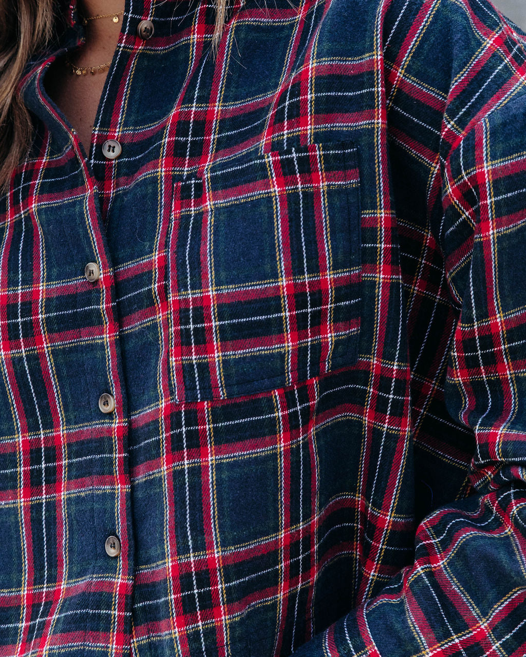 Novalynn Plaid Button Down Top