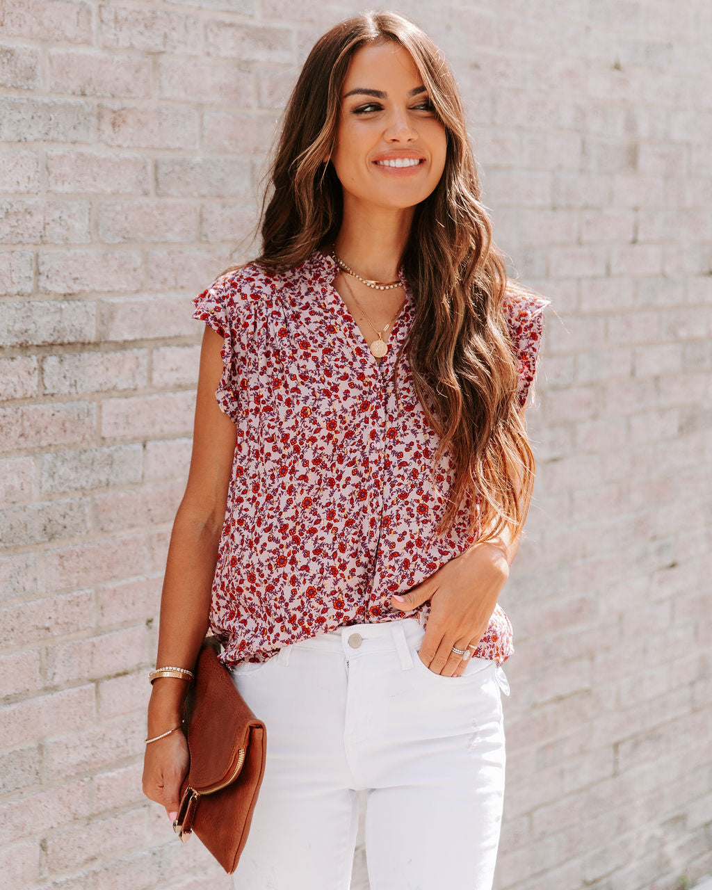 Brinda Metallic Floral Top - FINAL SALE