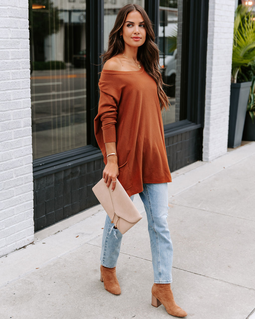 Close To You Pocketed Sweater - Brown