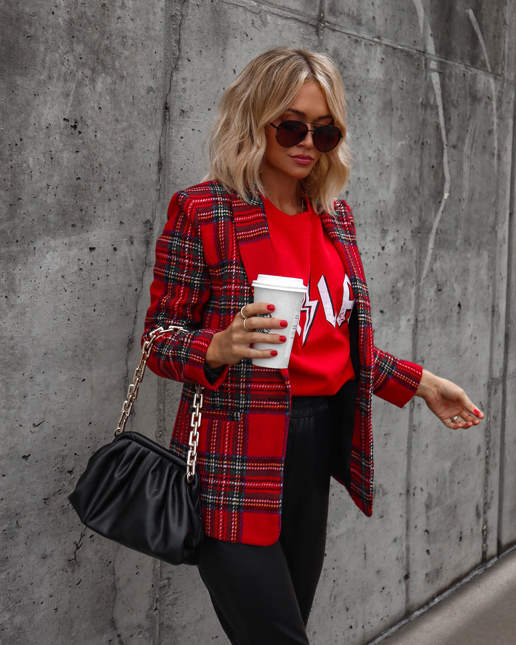 Eve Pocketed Plaid Blazer