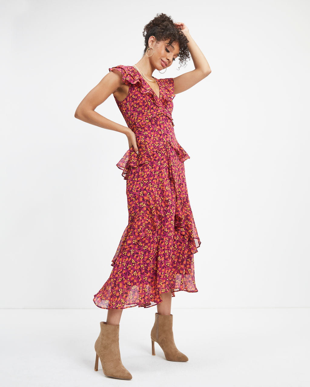 Autumn Wishes Floral Tiered Midi Dress - FINAL SALE
