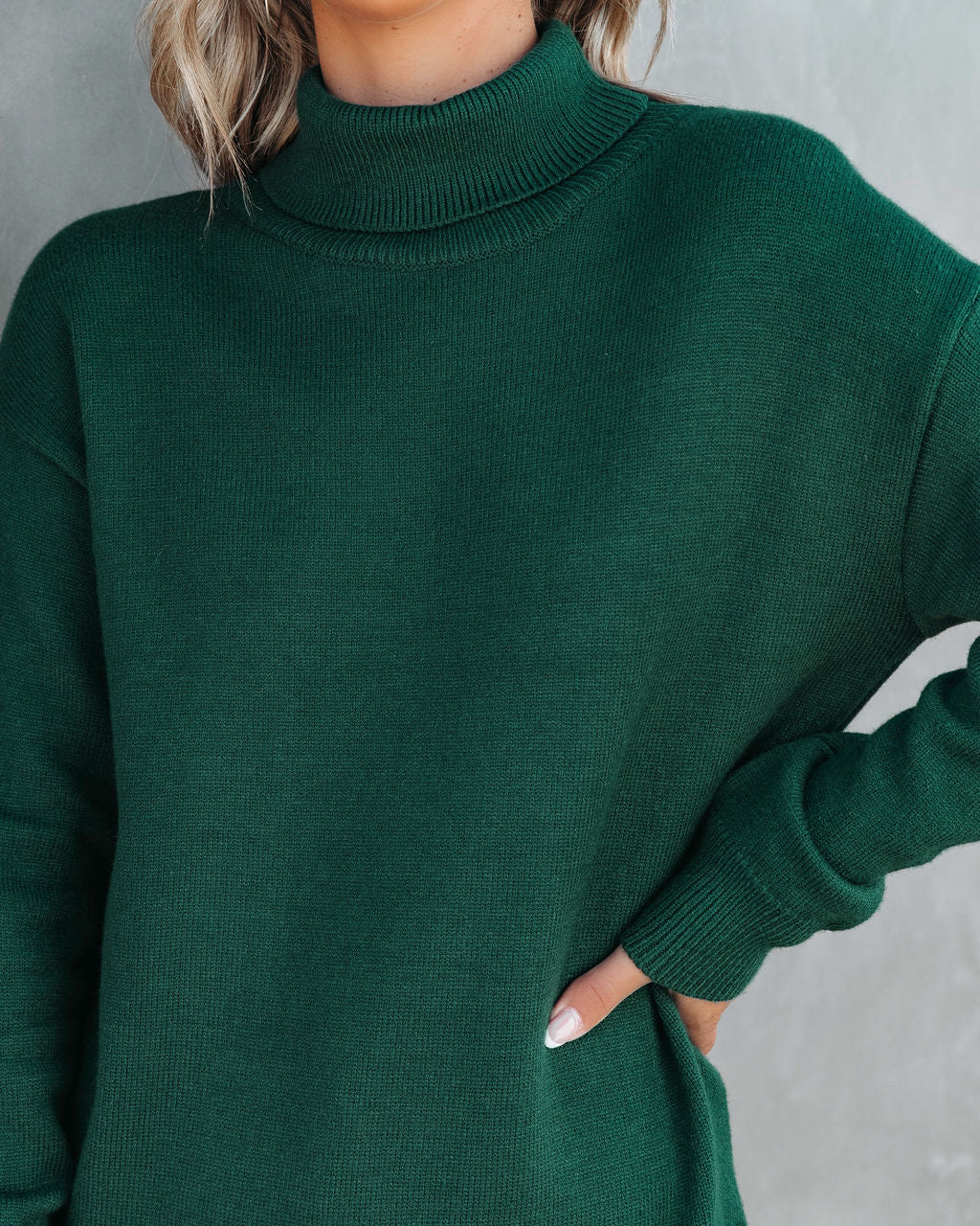 Weekday Brunch Vibes Knit Turtleneck Pullover Sweater - Green