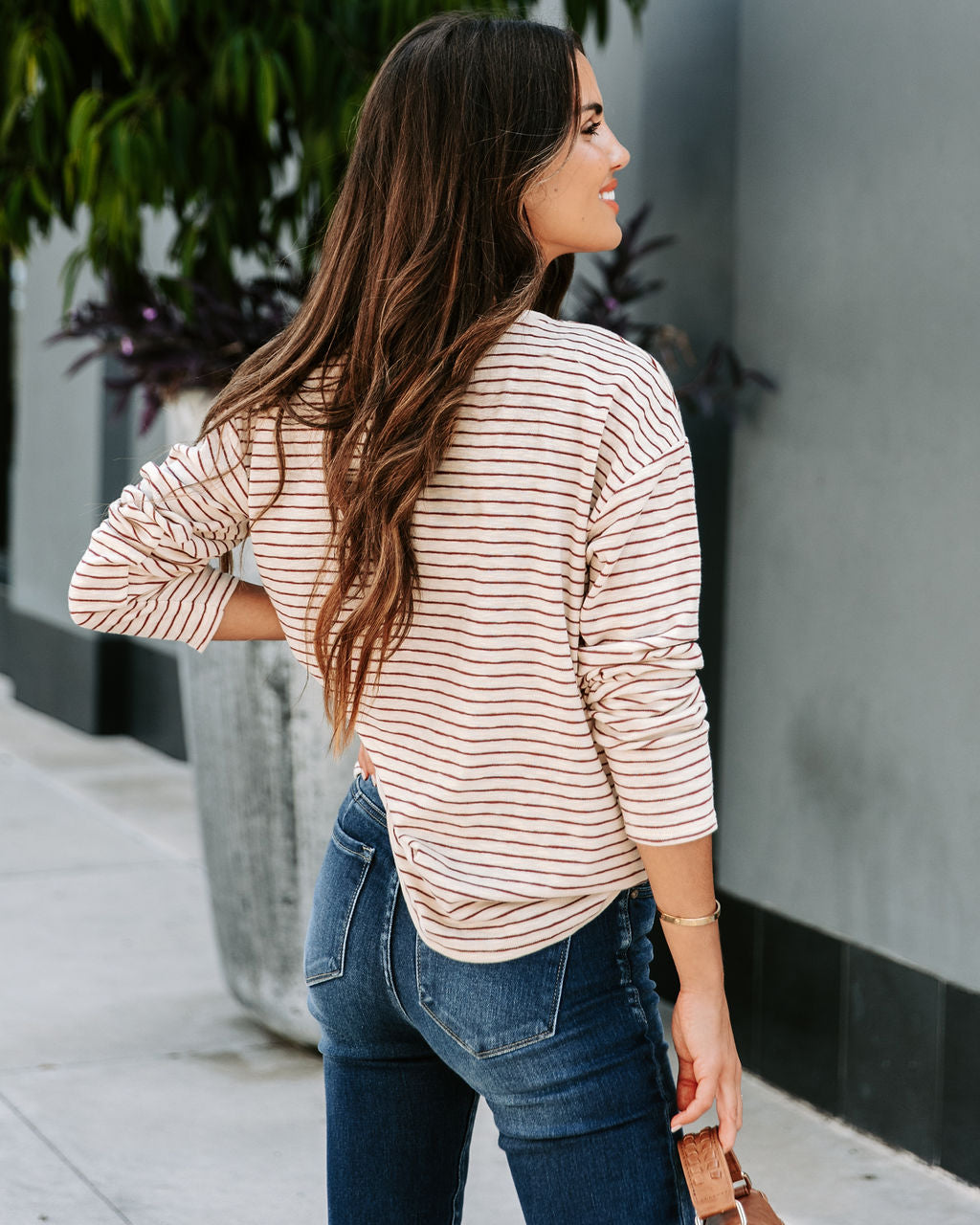 Jack Striped Cotton Blend Long Sleeve Top