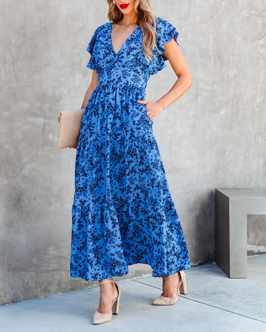 Perfect Pick Pocketed Floral Midi Dress