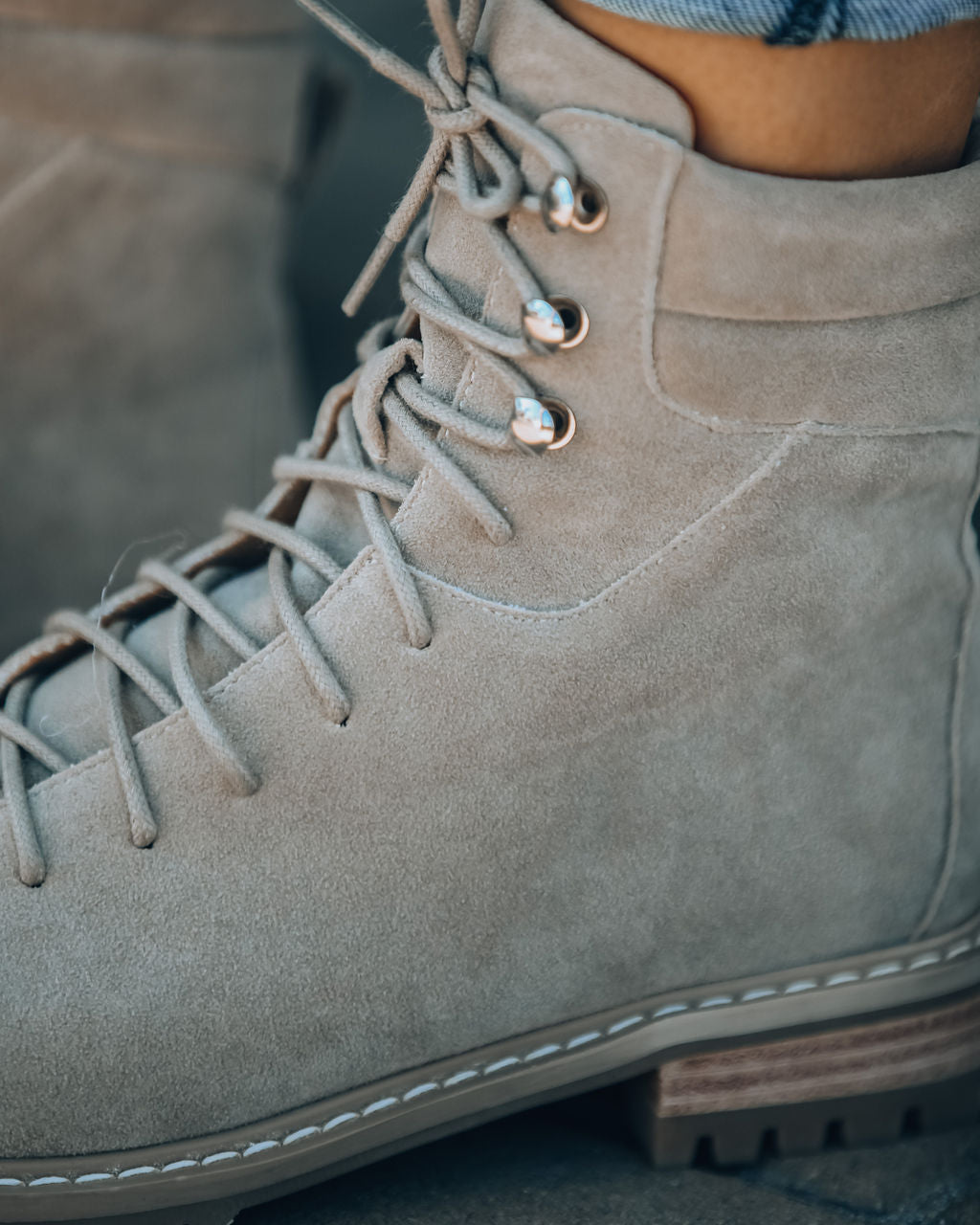 Giselle Faux Suede Lace Up Boot