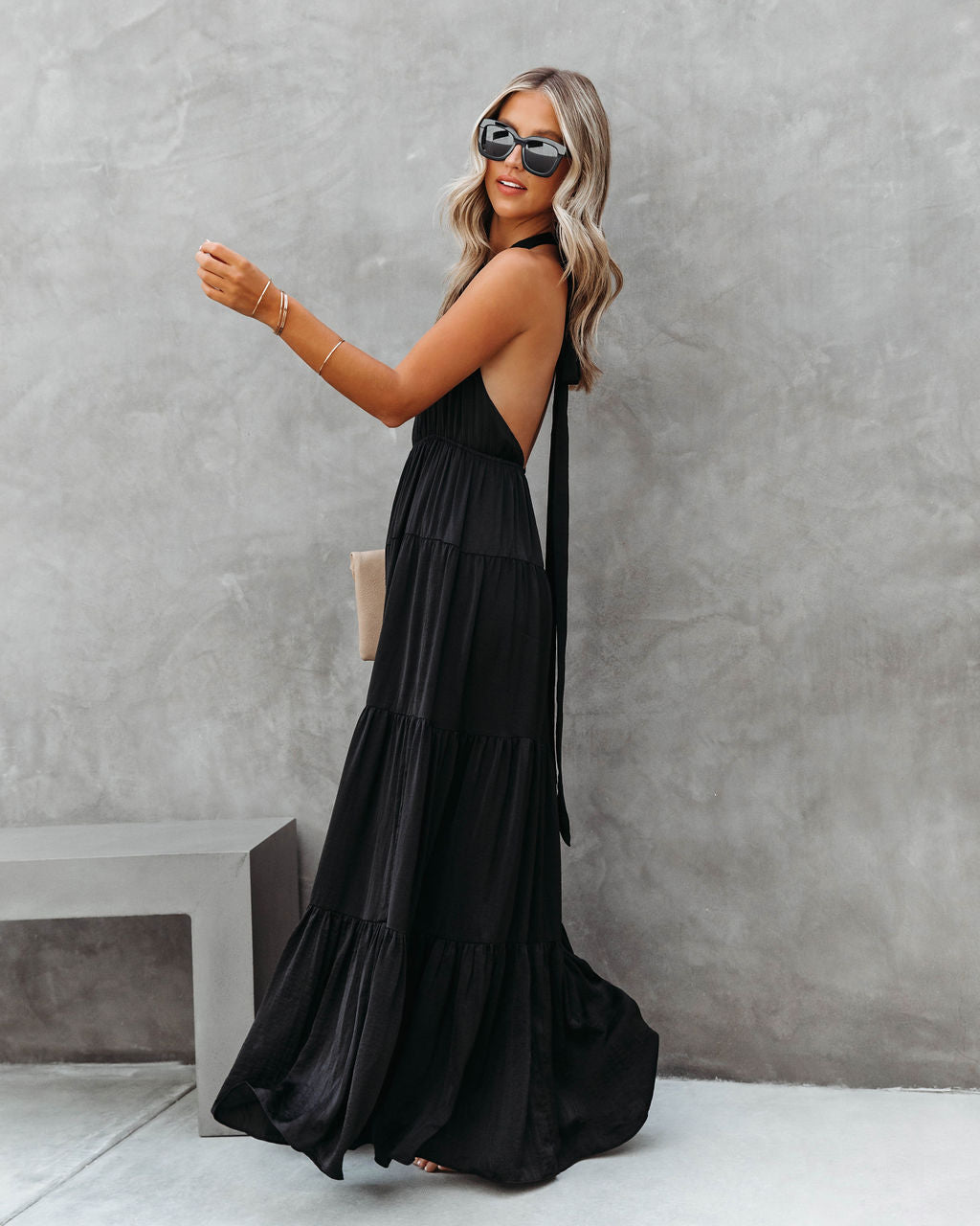 Forever Begins Today Satin Maxi Dress - Black
