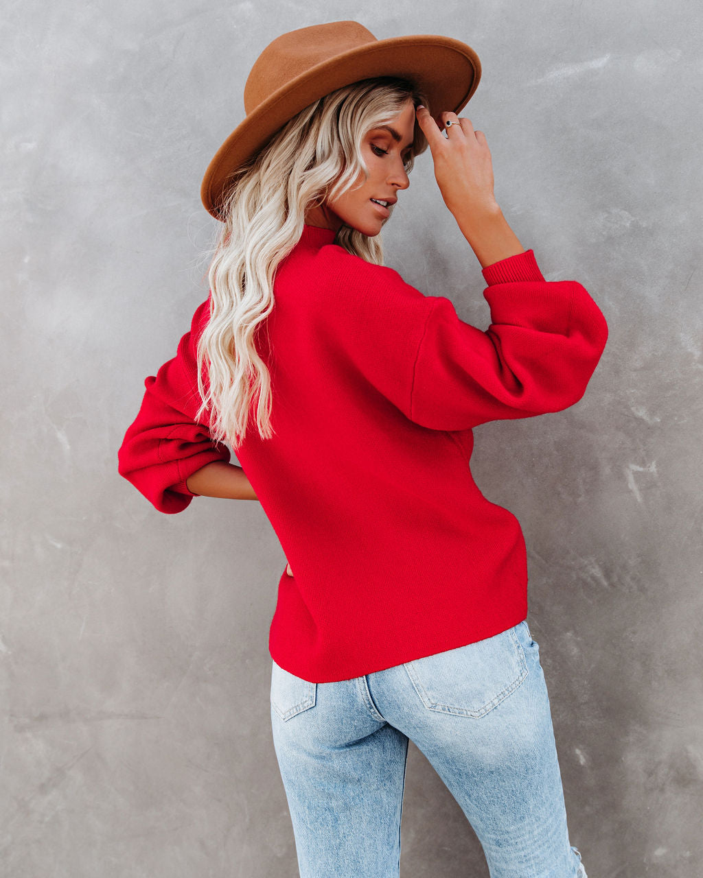 Amsterdam Mock Neck Sweater - Cherry Red