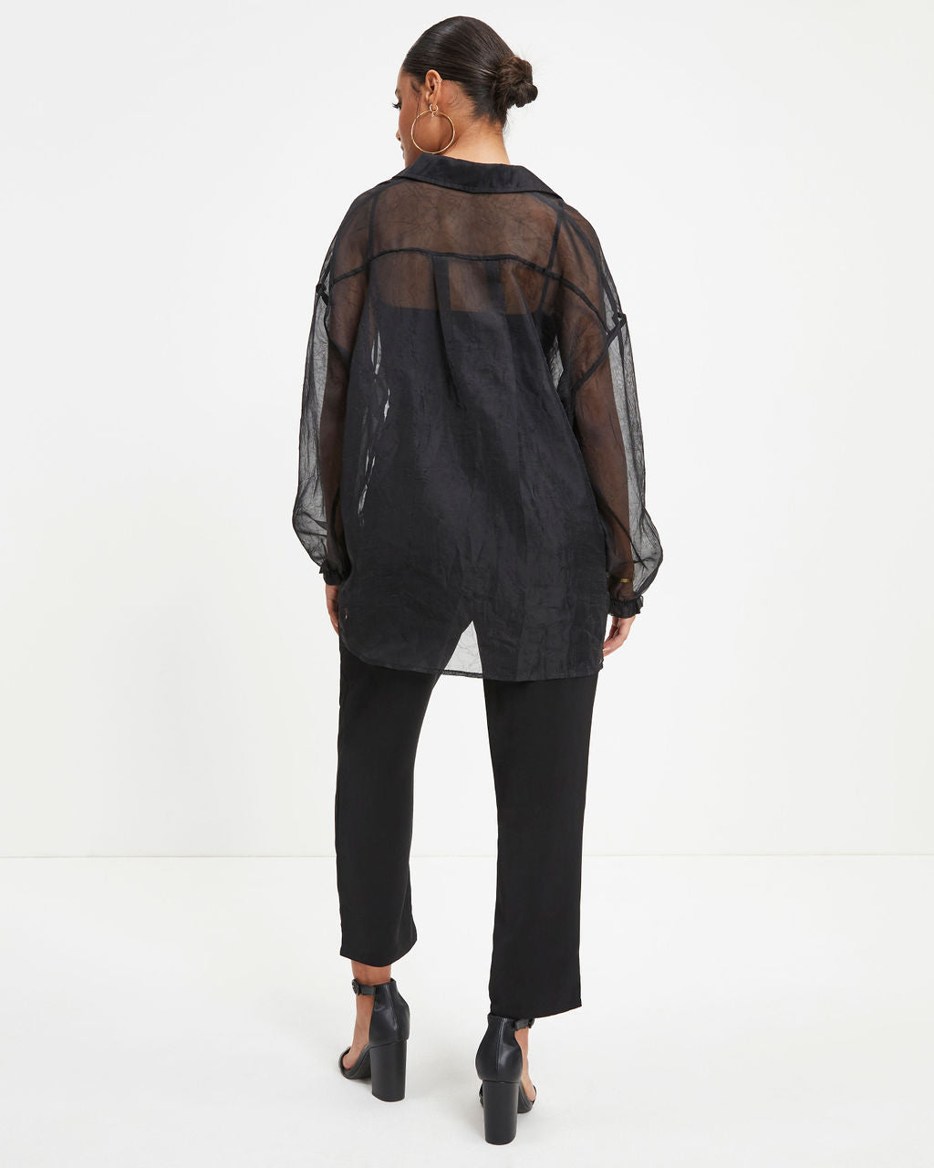 Oh Hey Lucy Organza Button Down Top - Black