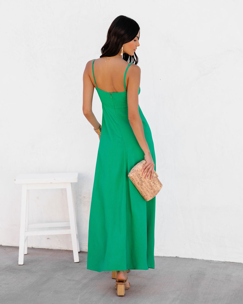 Eladoria Front Tie Maxi Dress - Green - FINAL SALE