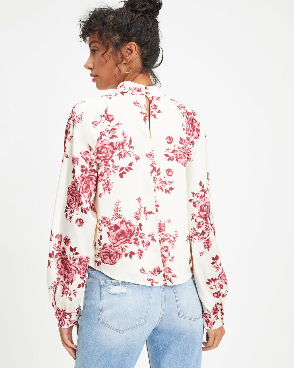 All I Ever Need Satin Floral Mock Neck Top