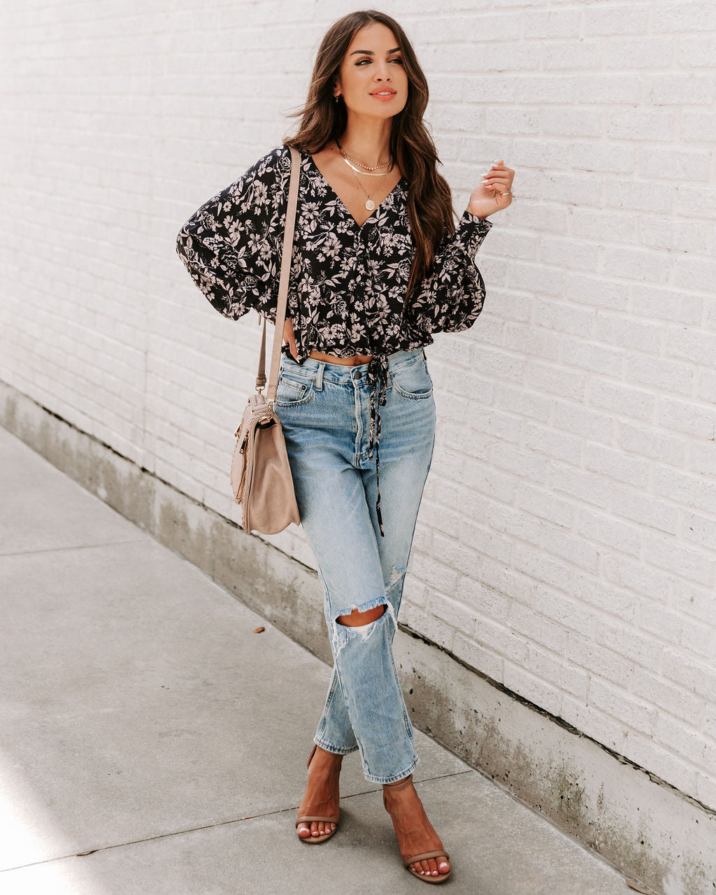 Daily Devine Floral Drape Top - SALE