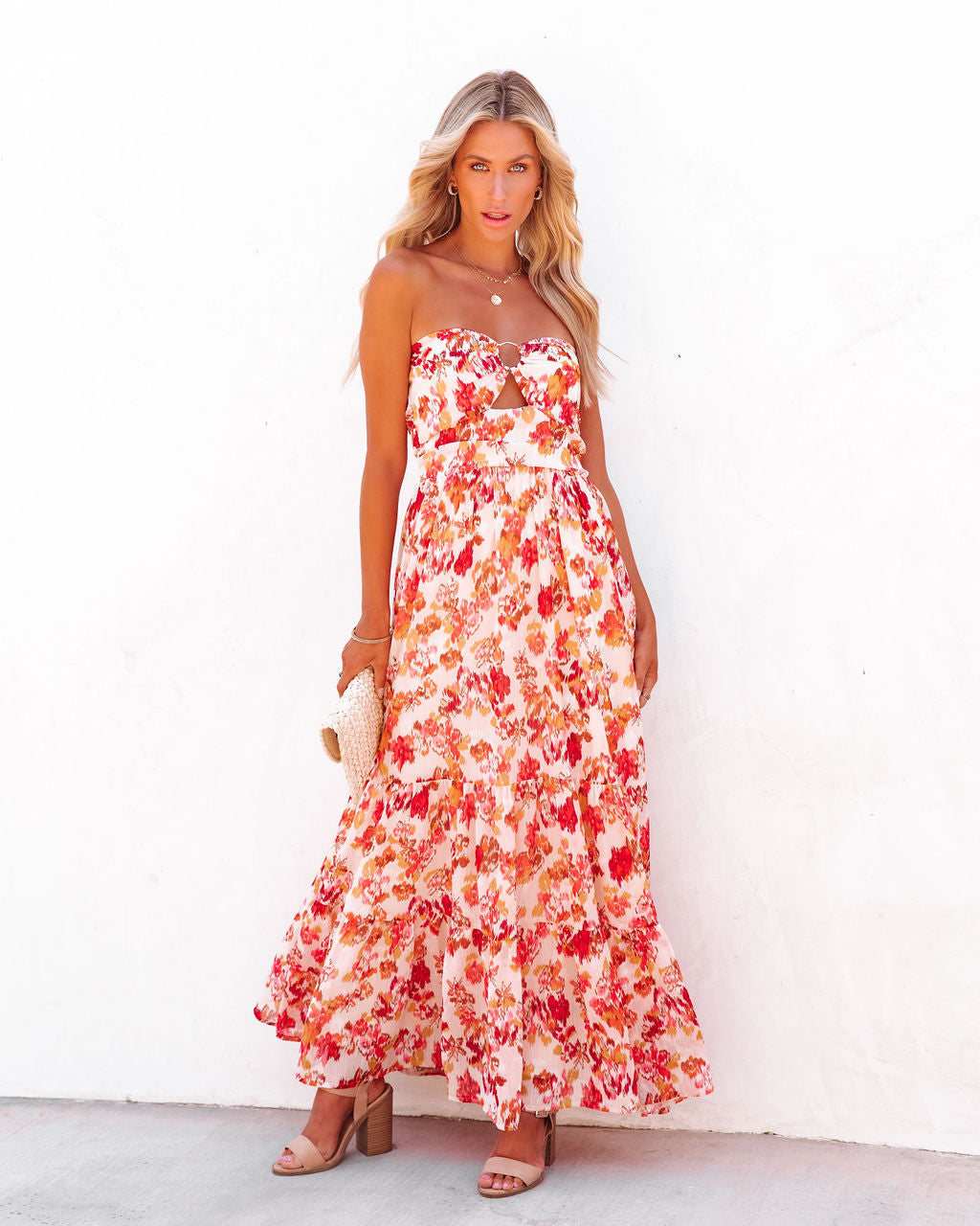 Golden Times Front Cutout Metallic Maxi Dress - FINAL SALE