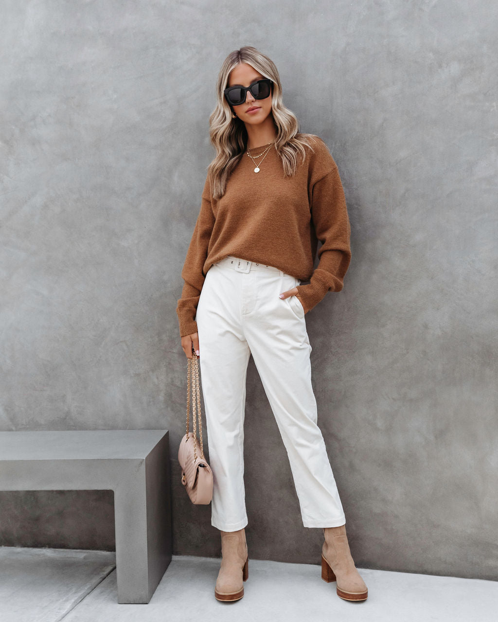 Pushing Forward Knit Pullover Sweater - Caramel