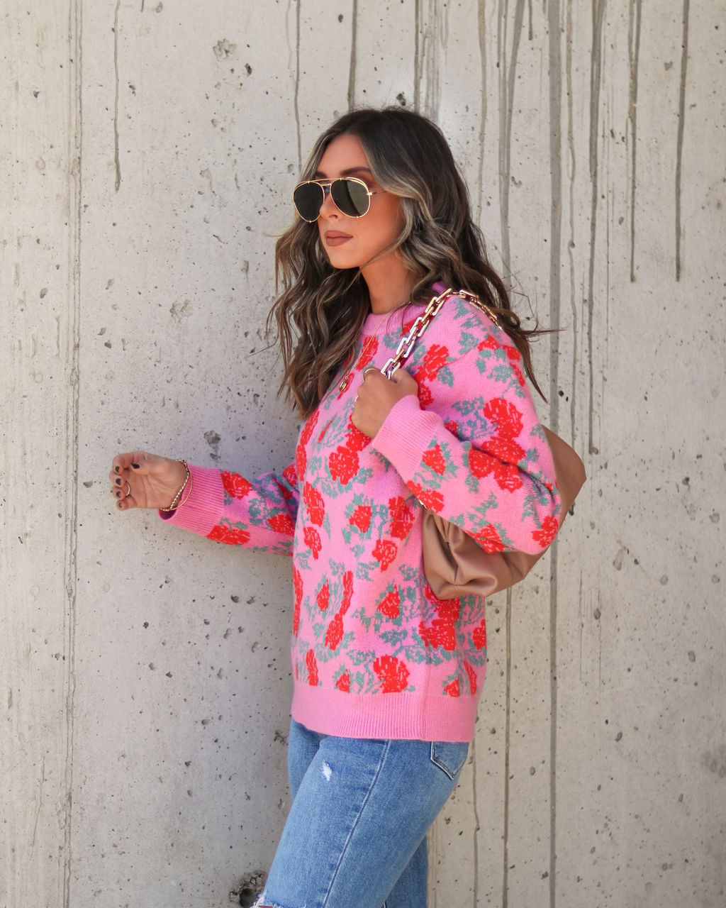 Stop And Smell The Roses Knit Pullover Sweater