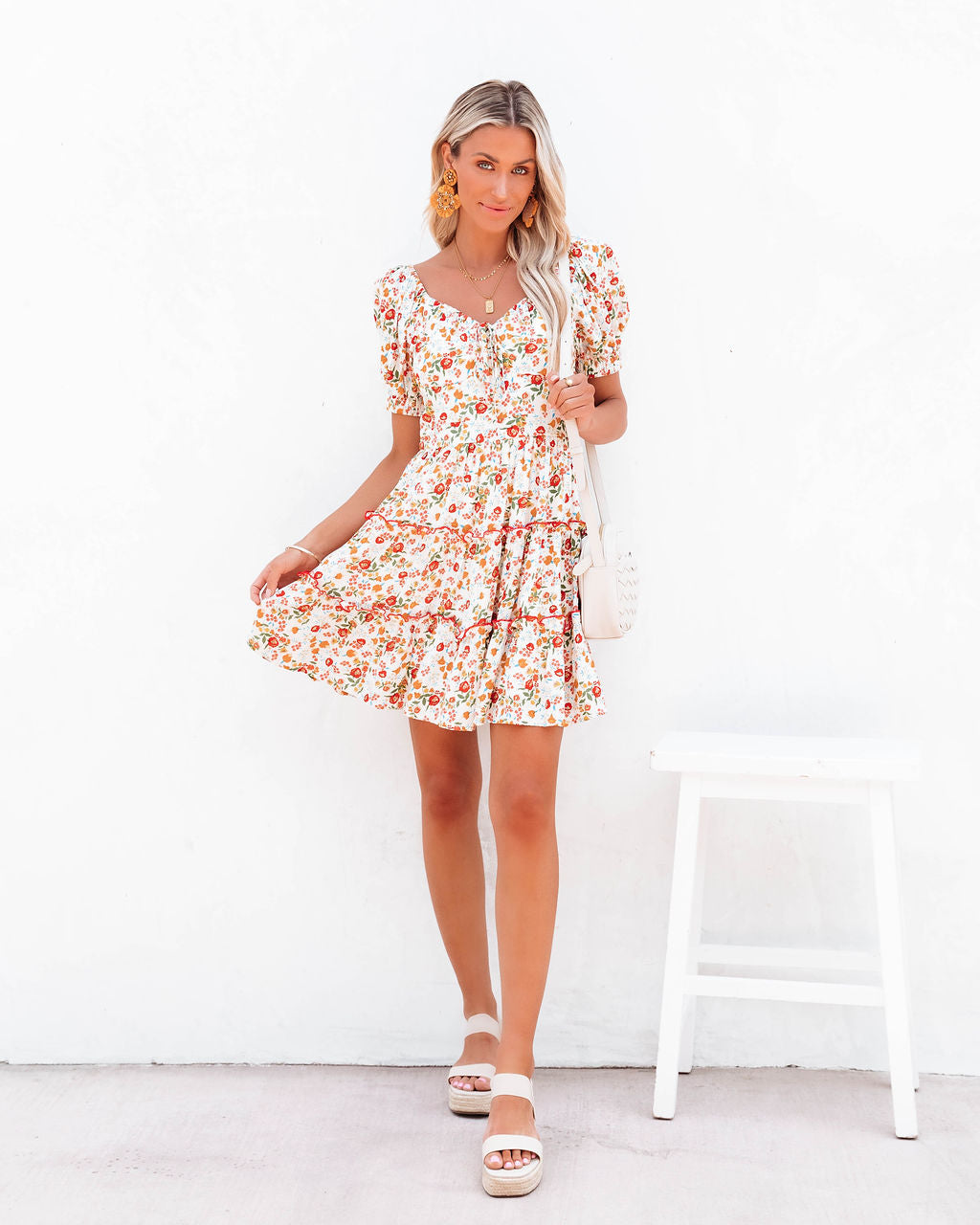 Alessandrini Tiered Floral Mini Dress - FINAL SALE