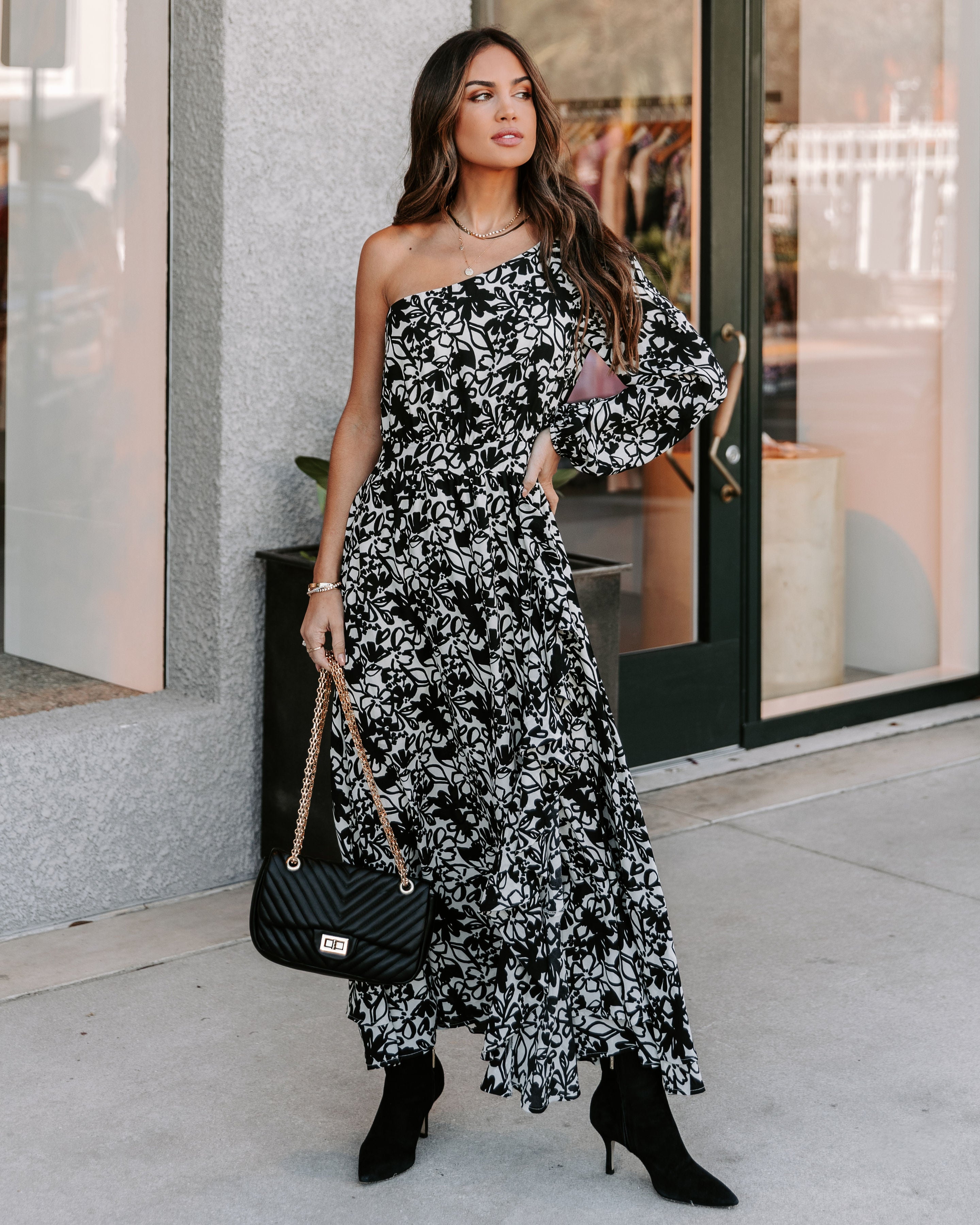 Marbella Floral One Shoulder Maxi Dress