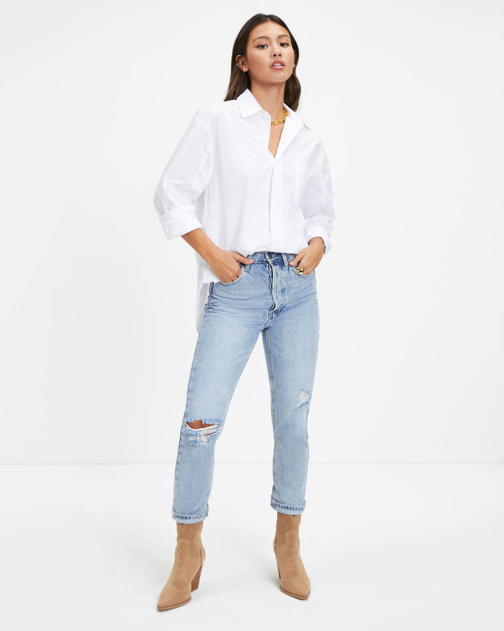 Keep It Moving Button Down Top - White