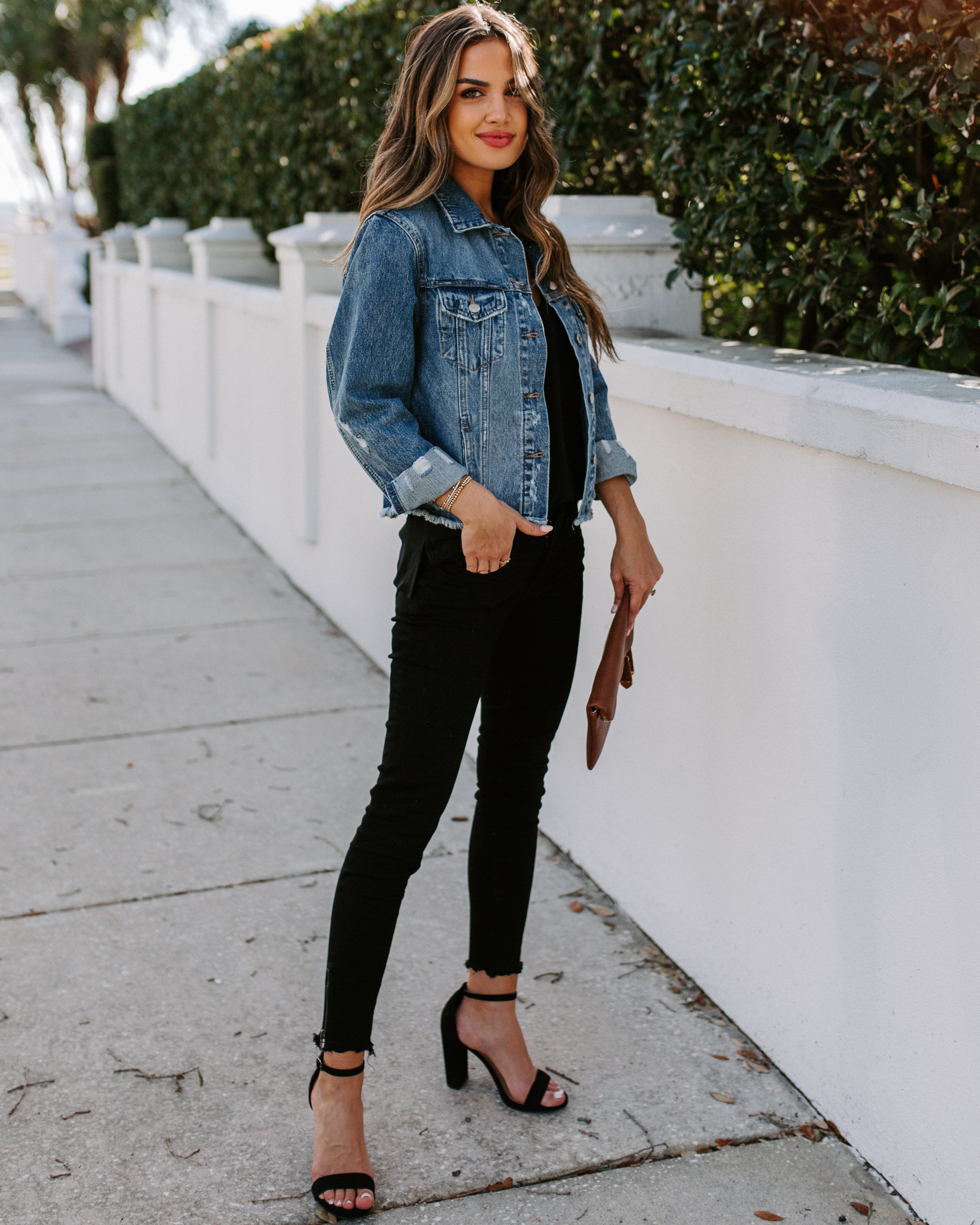 Night Rider Pocketed Distressed Denim Jacket