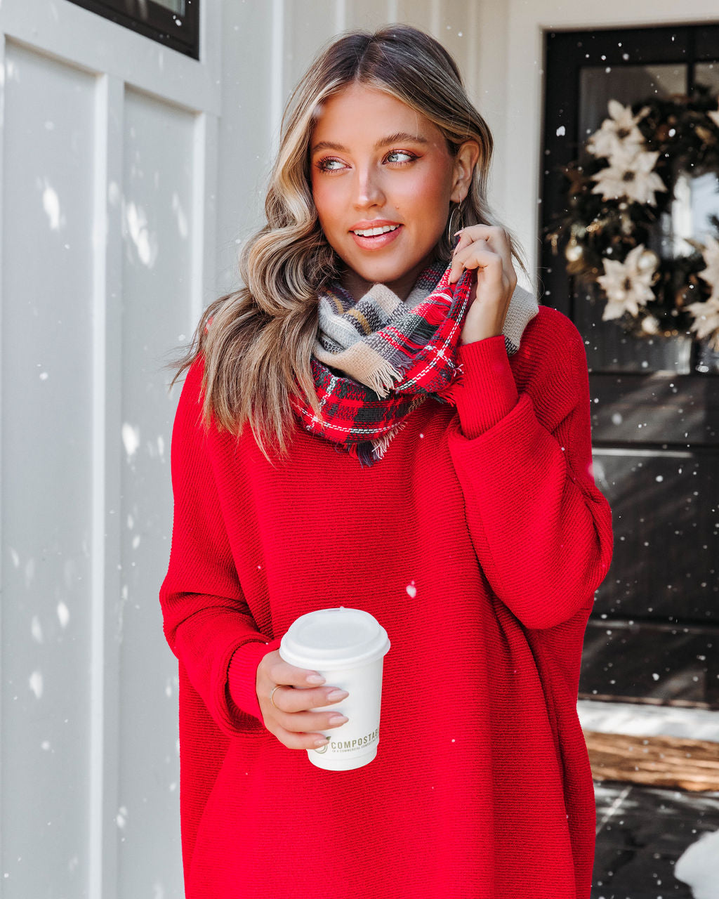 Oxford Plaid Frayed Infinity Scarf