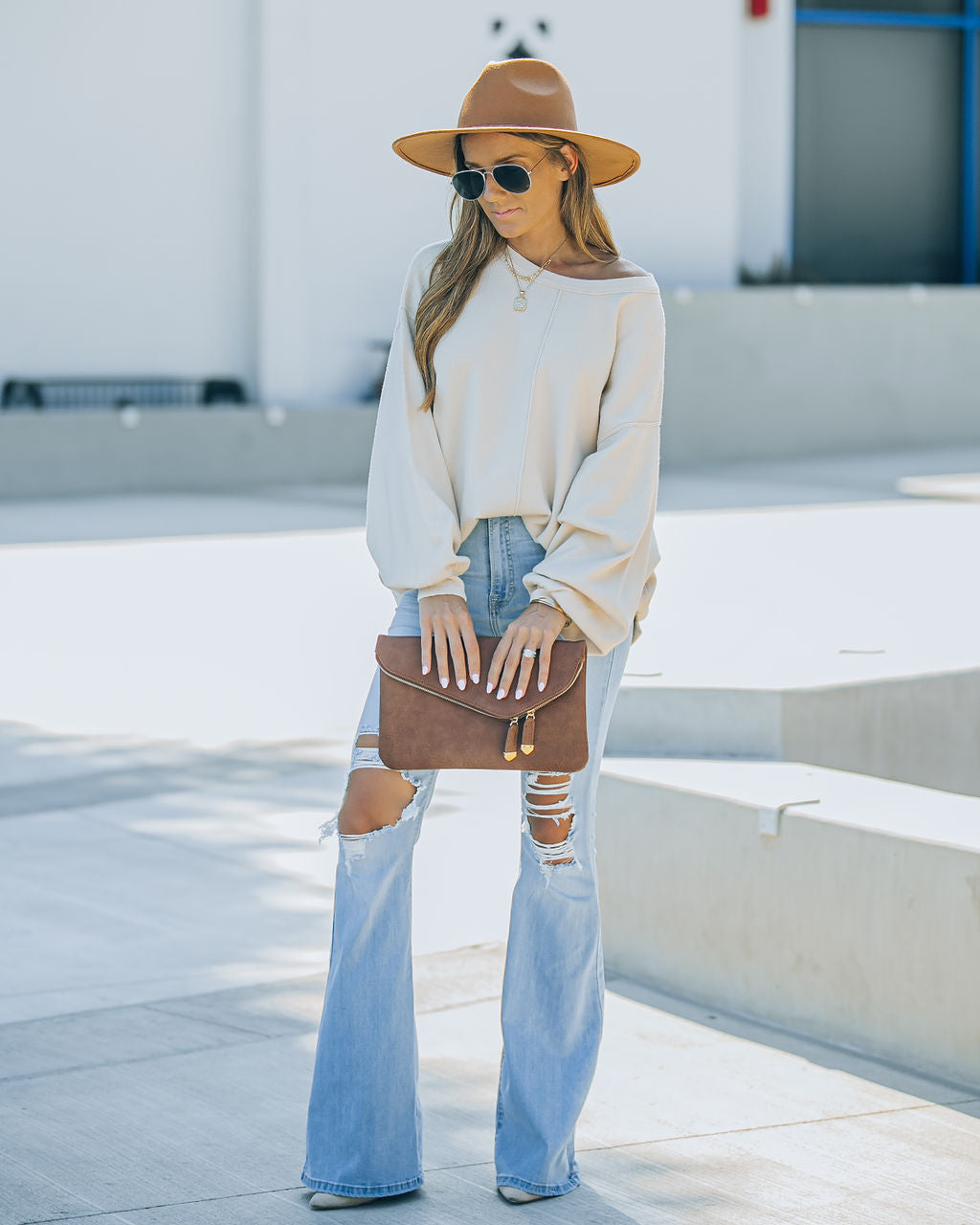 Running Errands Knit Oversized Pullover Sweater - Cream