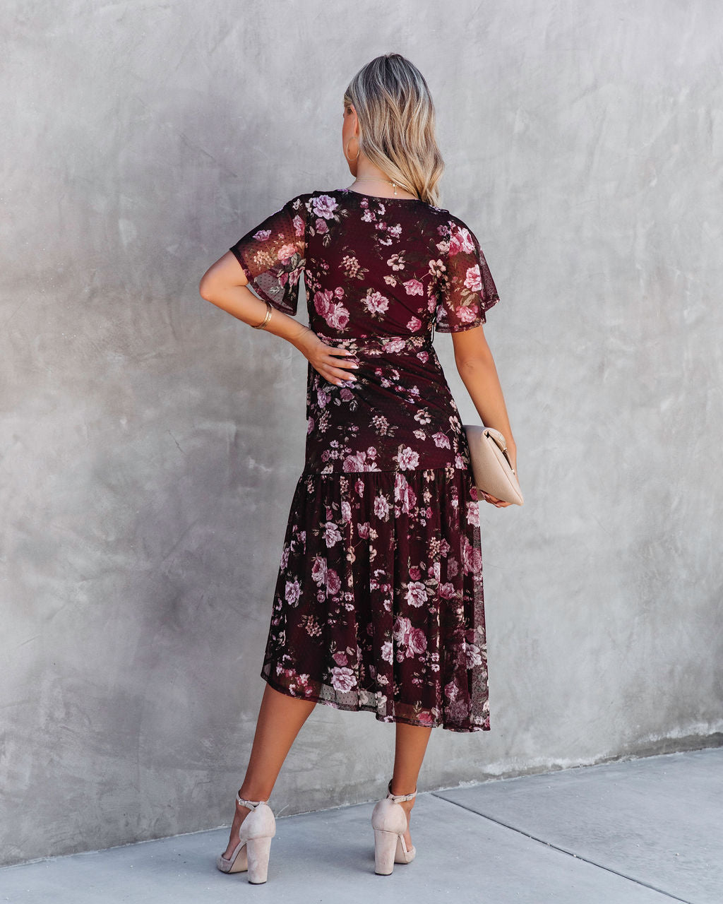 Fallen Romance Floral Ruffle Midi Dress