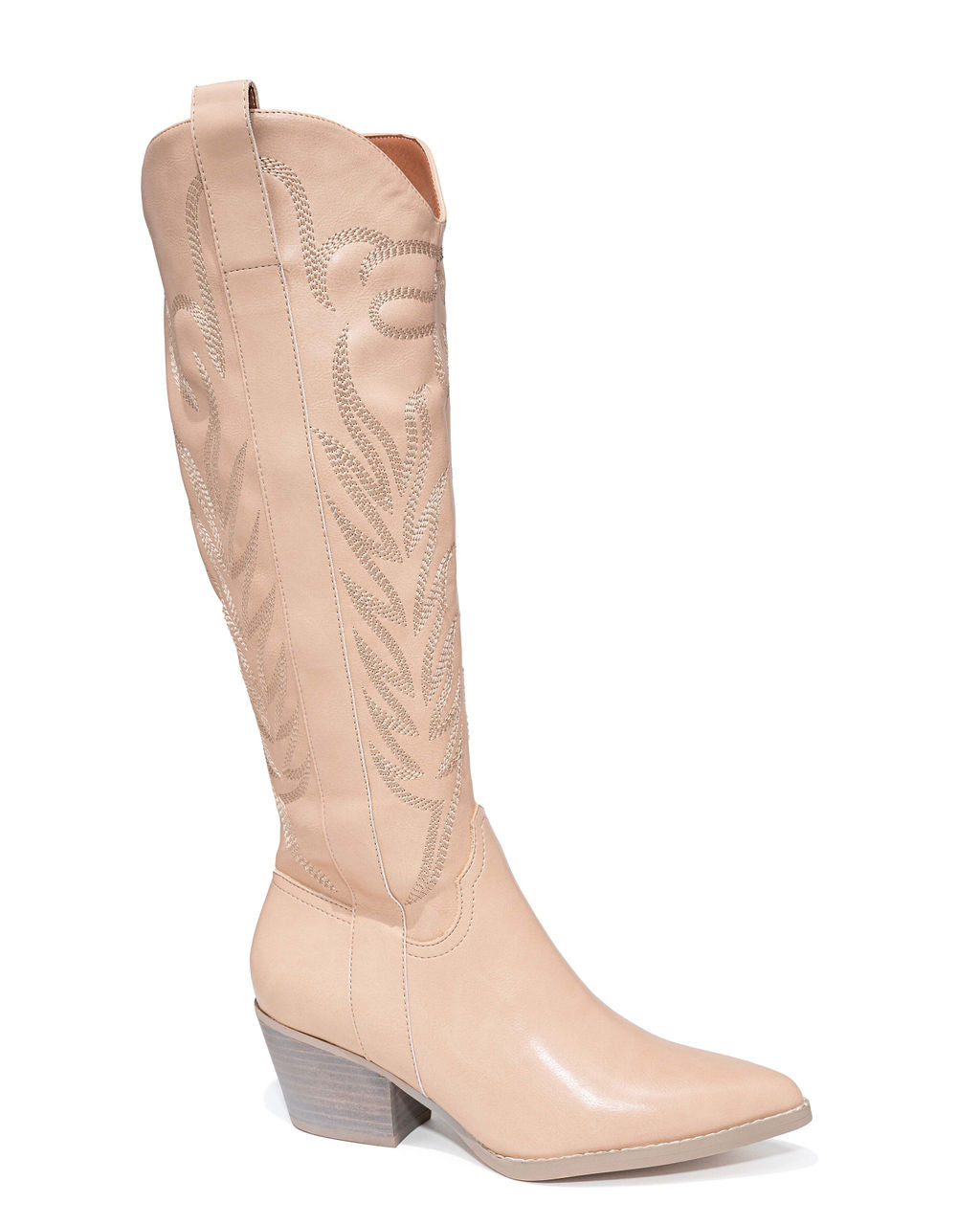 Samara Heeled Western Boot - Nude