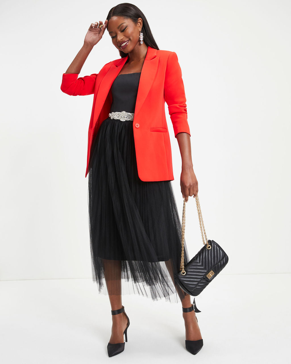 Standards Pocketed Blazer - Tomato Red